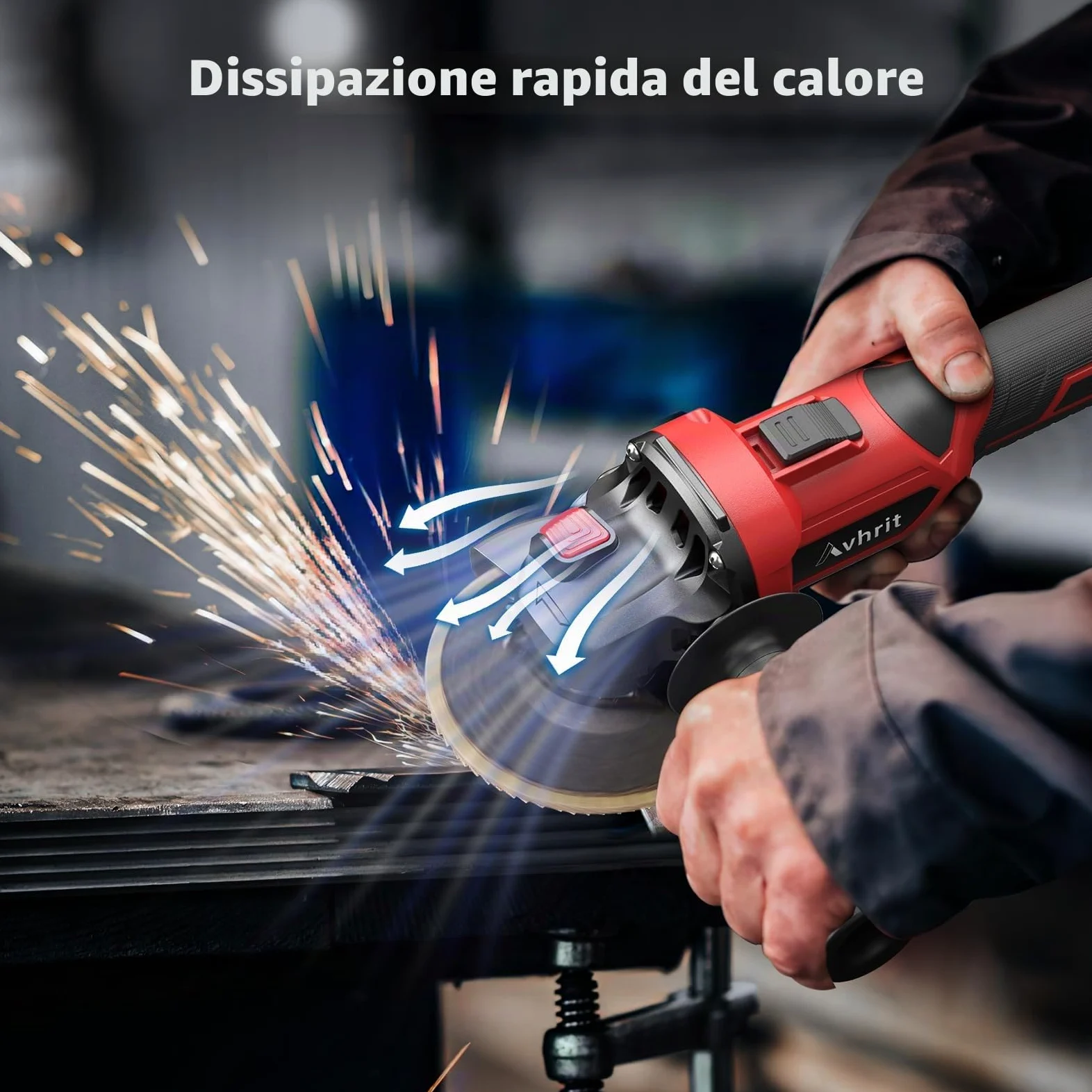 Smerigliatrice angolare a batteria con 2 x 5,0 Ah, 9500 giri/min, smerigliatrice angolare da 125 mm, senza spazzole, batteria Flex con dischi da taglio, mola per taglio, rimozione della ruggine