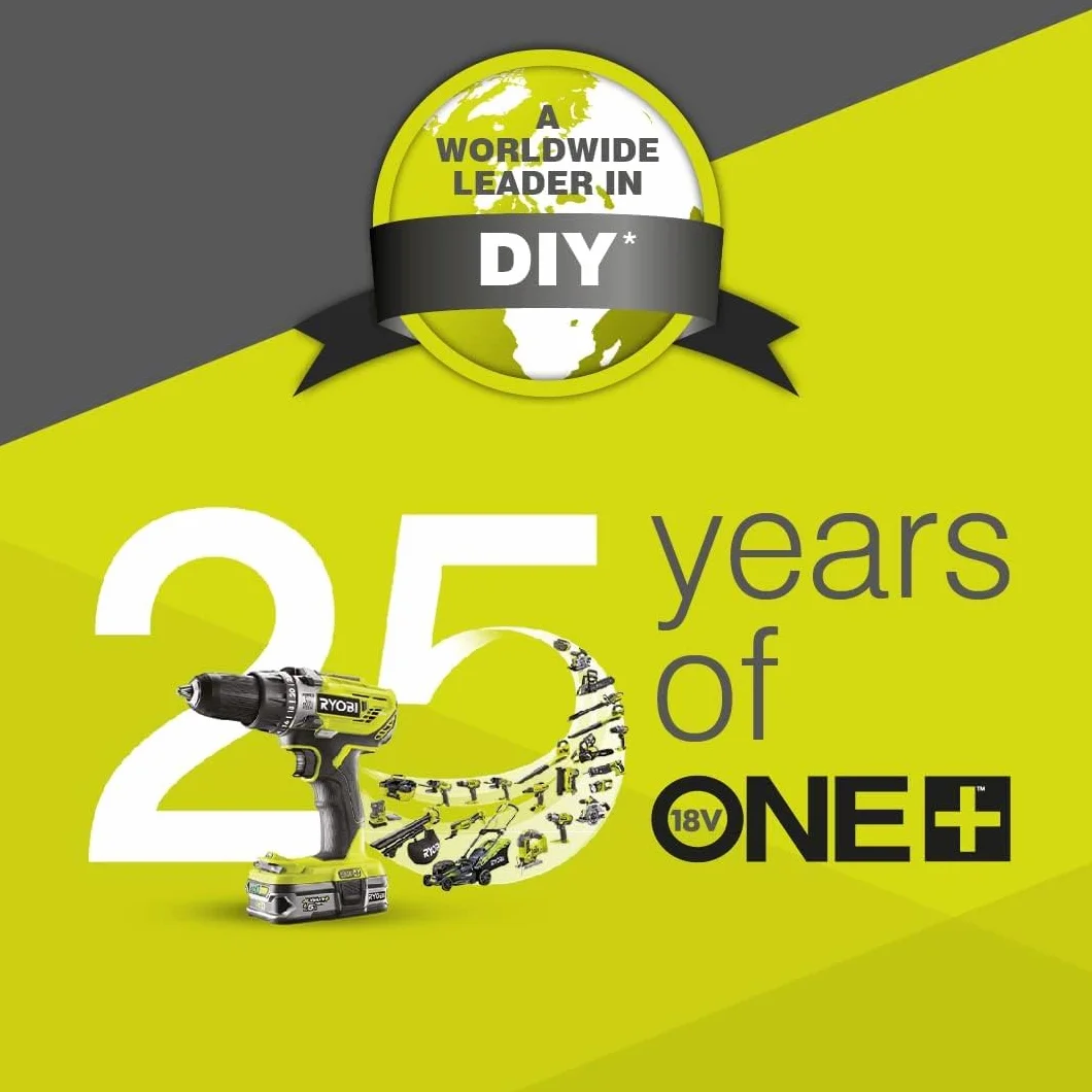 Ryobi R15GN18-0, Groppinatrice Angolata 18V 15GA, Batteria 18V ONE+ Non Inclusa, Compatibile con Groppini Angolati 15GA da 24 a 64mm, con Pulsante LED di Attivazione Incluso