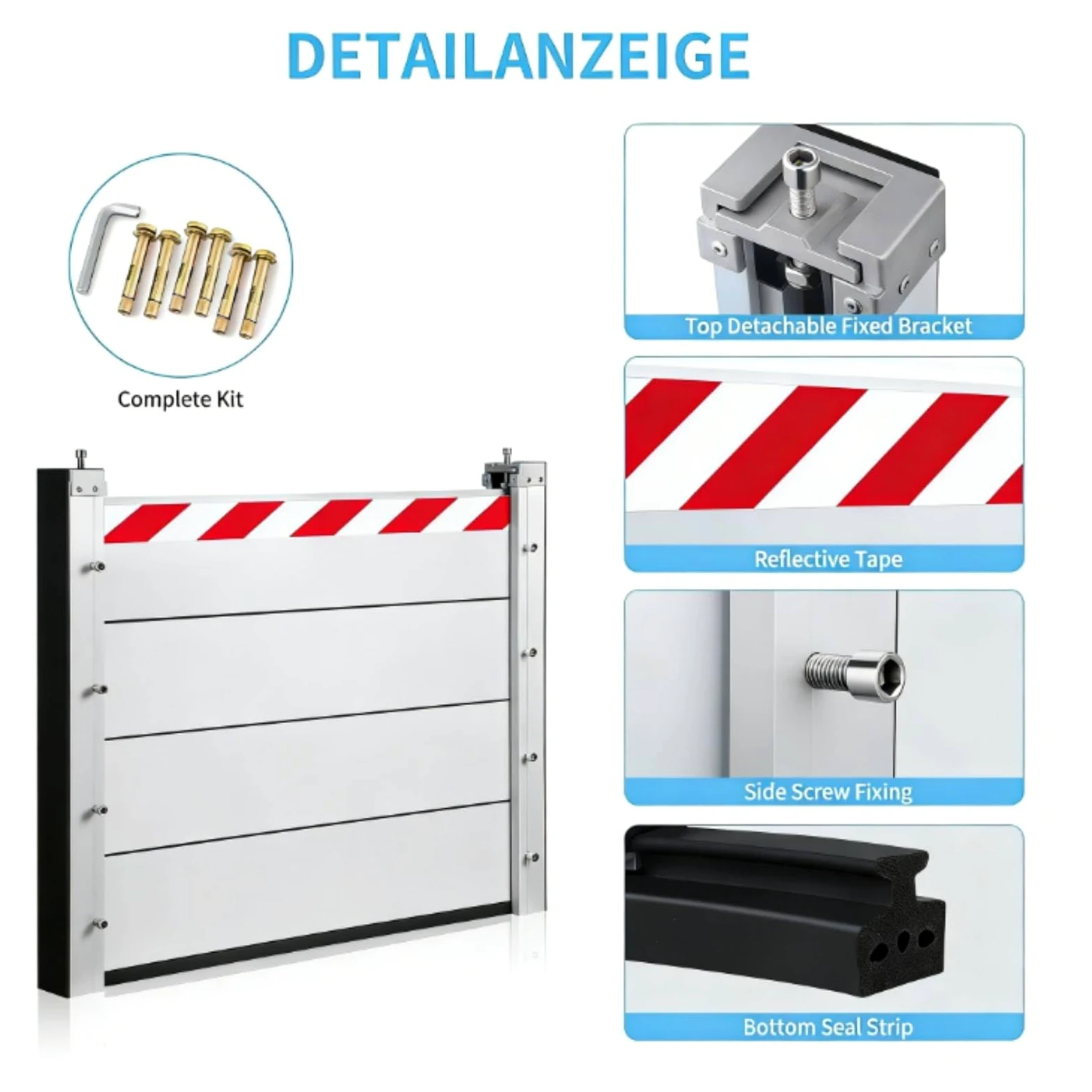 Alluminio Paratia Antiallagamento L 109cm * H 20cm Barriera Contro Le Inondazioni Riutilizzabile Barriera Antiallagamento Cancello Garage Porta Barriera di Protezione Contro Le Inondazioni
