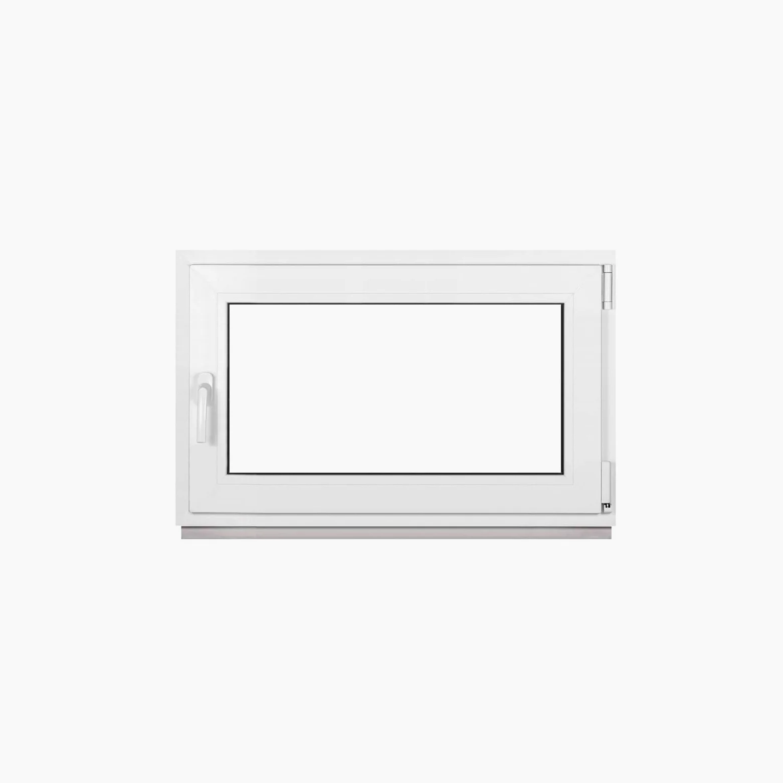 Finestra Seminterrata Piccola in PVC Bianco, Larghezza x Altezza 100 x 50 cm (1000 x 500 mm), Doppi Vetri (32 mm), Anta-Ribalta, Girevole DIN Destra – Premium