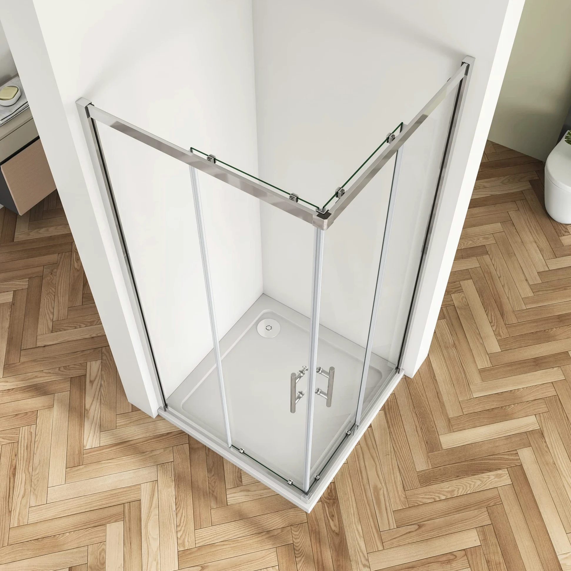 Box Doccia Angolare 90x90 cm H.185 cm Porta Scorrevole Vetro Temperato Trasparente di Spessore 6 mm Anticalcare Profilo Cromo Lucido