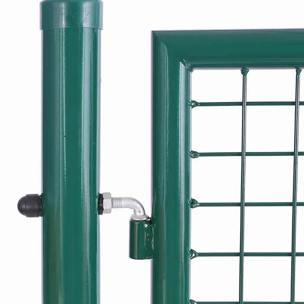 Bakaji Cancello Cancelletto Porta a Rete per Recinzione Giardino Telaio in Acciaio Verniciatura a Polvere Dimensione 106 x 200 cm Chiusura a Chiave 3 Chiavi Incluse Colore Verde