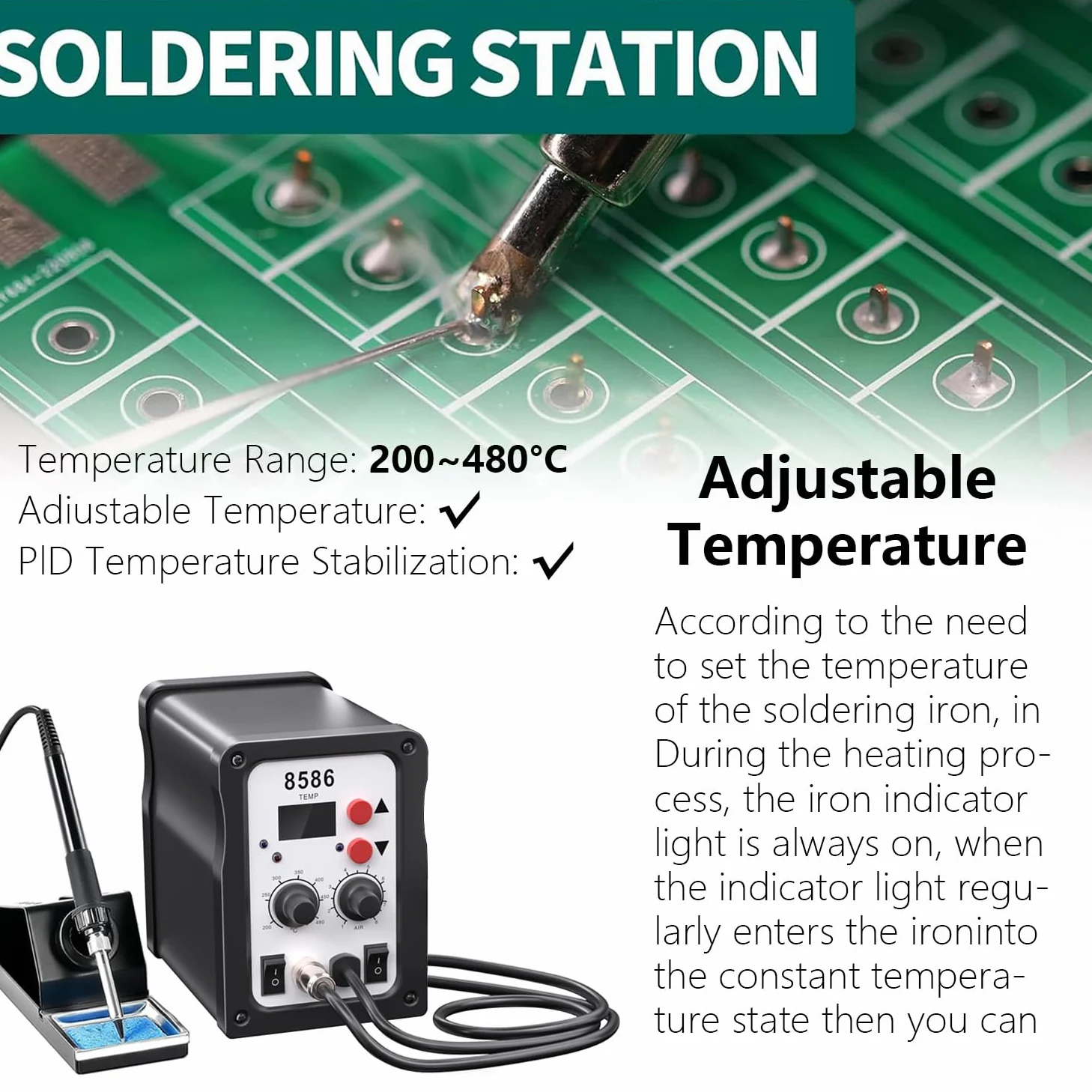 Stazione saldante ad aria calda, stazione dissaldante da 700W, Stazione dissaldante 2 in 1 stazione di rilavorazione stazione saldante, per elettronica, progetti fai da te,rilavorazioni