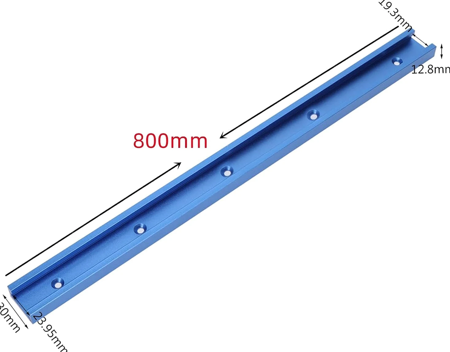 Fafeicy 2 pezzi per binario per mitra, in alluminio, blu, scanalatura a T, strumenti per la lavorazione del legno router tavolo 800/1000/1220 mm, resistente all'usura e durevole (2 × 800 mm)