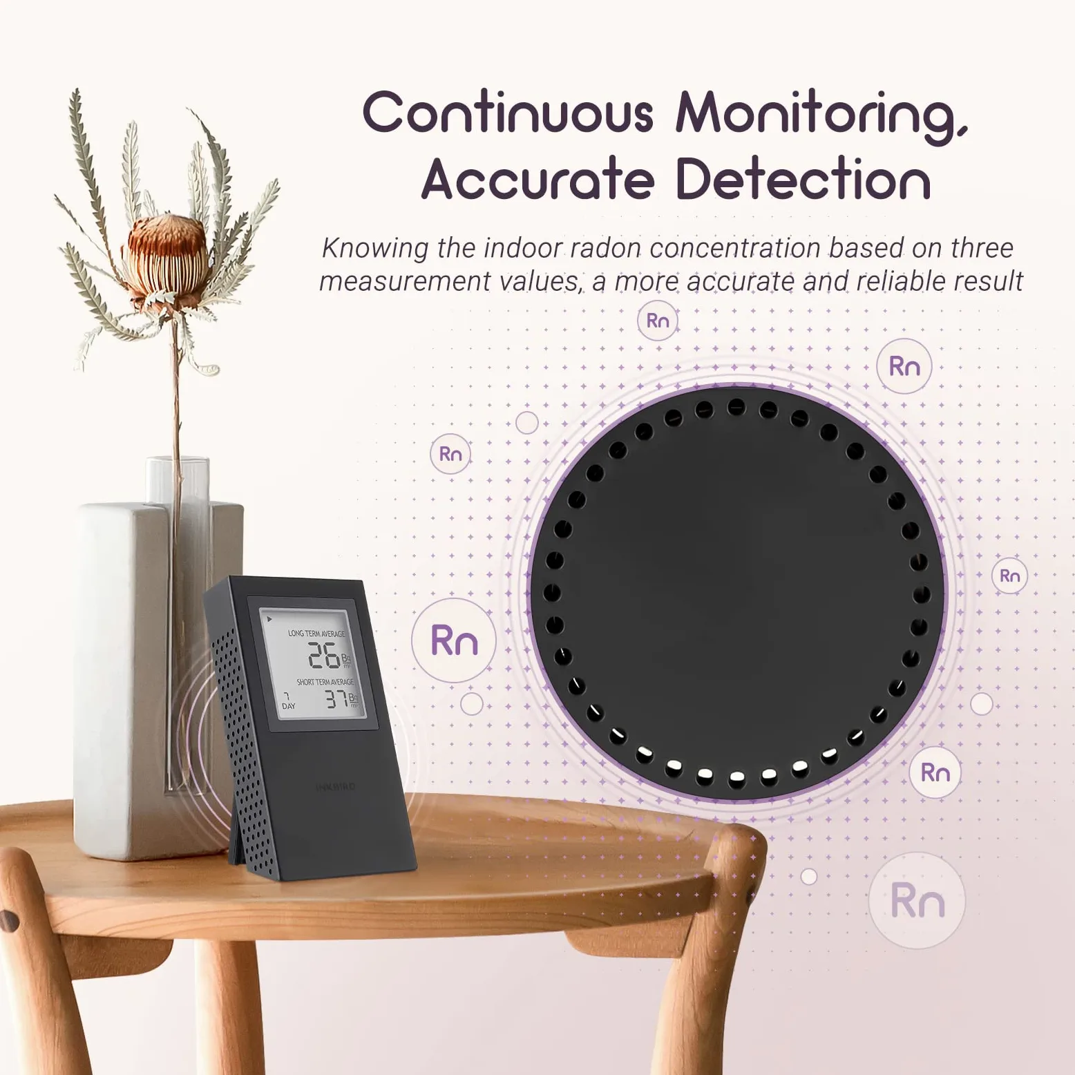 Inkbird Rilevatore di Radon Digitale,Misuratore di Radon Portatile con Monitoraggio Radon a Breve e Lungo Termine,Version EU-Bq/m³,Detector di Randon per Casa, Ufficio, Garage