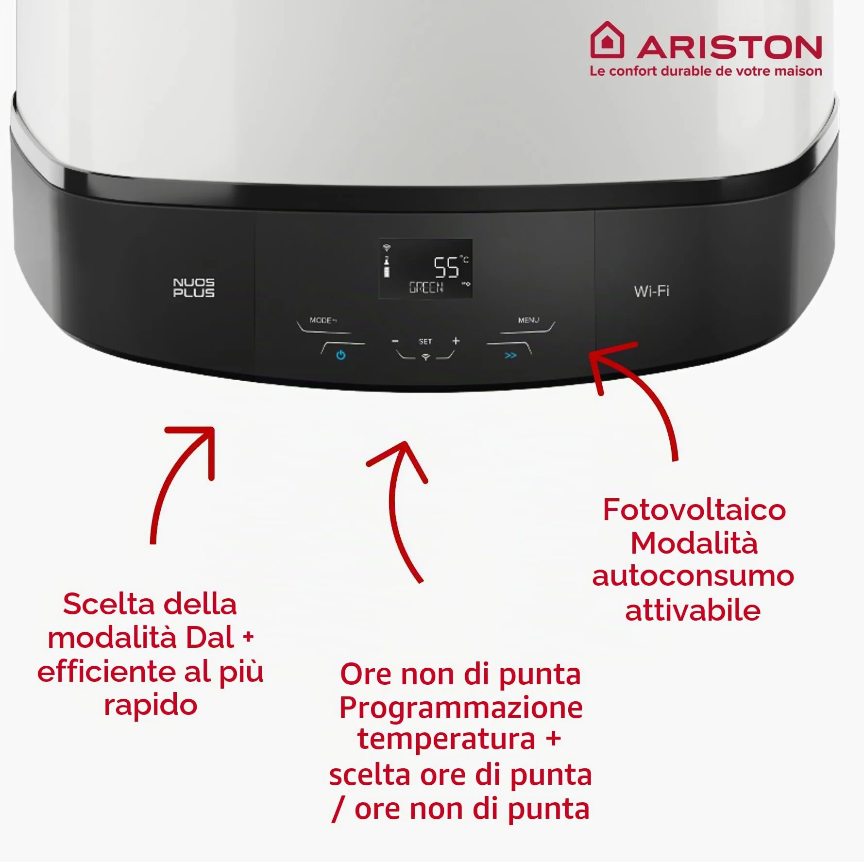 Ariston NUOS PLUS WIFI - Scaldabagno Termodinamico 110 litri - Risparmio energetico 80% - Funzione fotovoltaica - Progettato e realizzato per essere installato in Francia