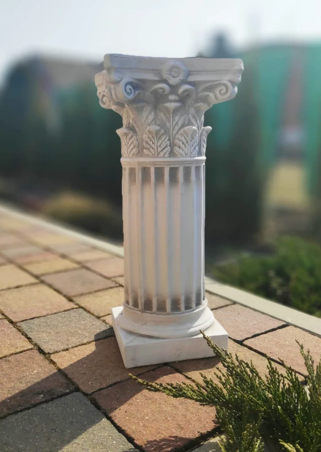 Colonna decorativa greca ionica per esterno o interno 46 cm in pietra ricostituita