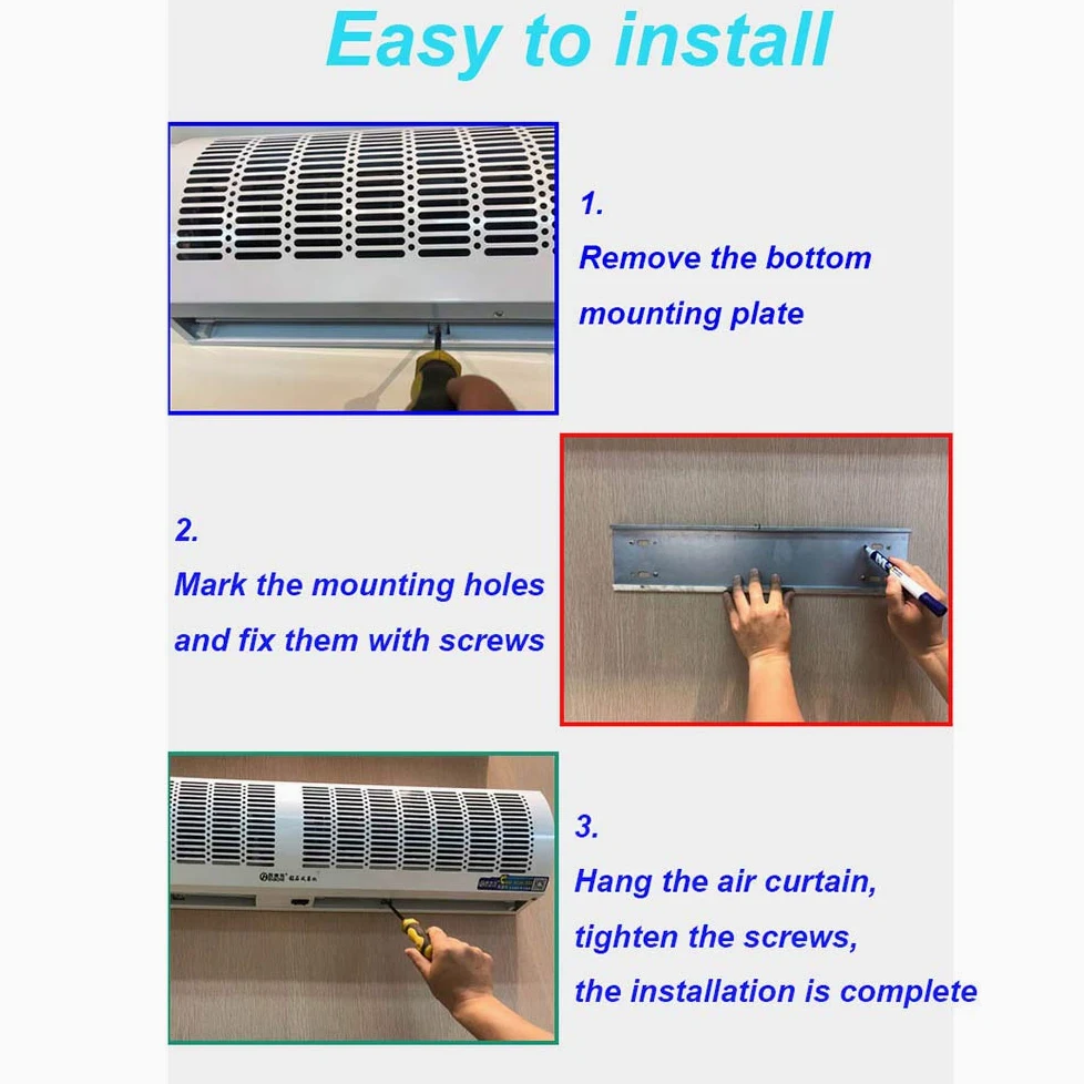 Barriera d'aria da interno commerciale da 60 cm a 150 cm per porta, finestra, sull'ingresso,Barriera aria ventilatore sopra la porta, potente vento naturale
