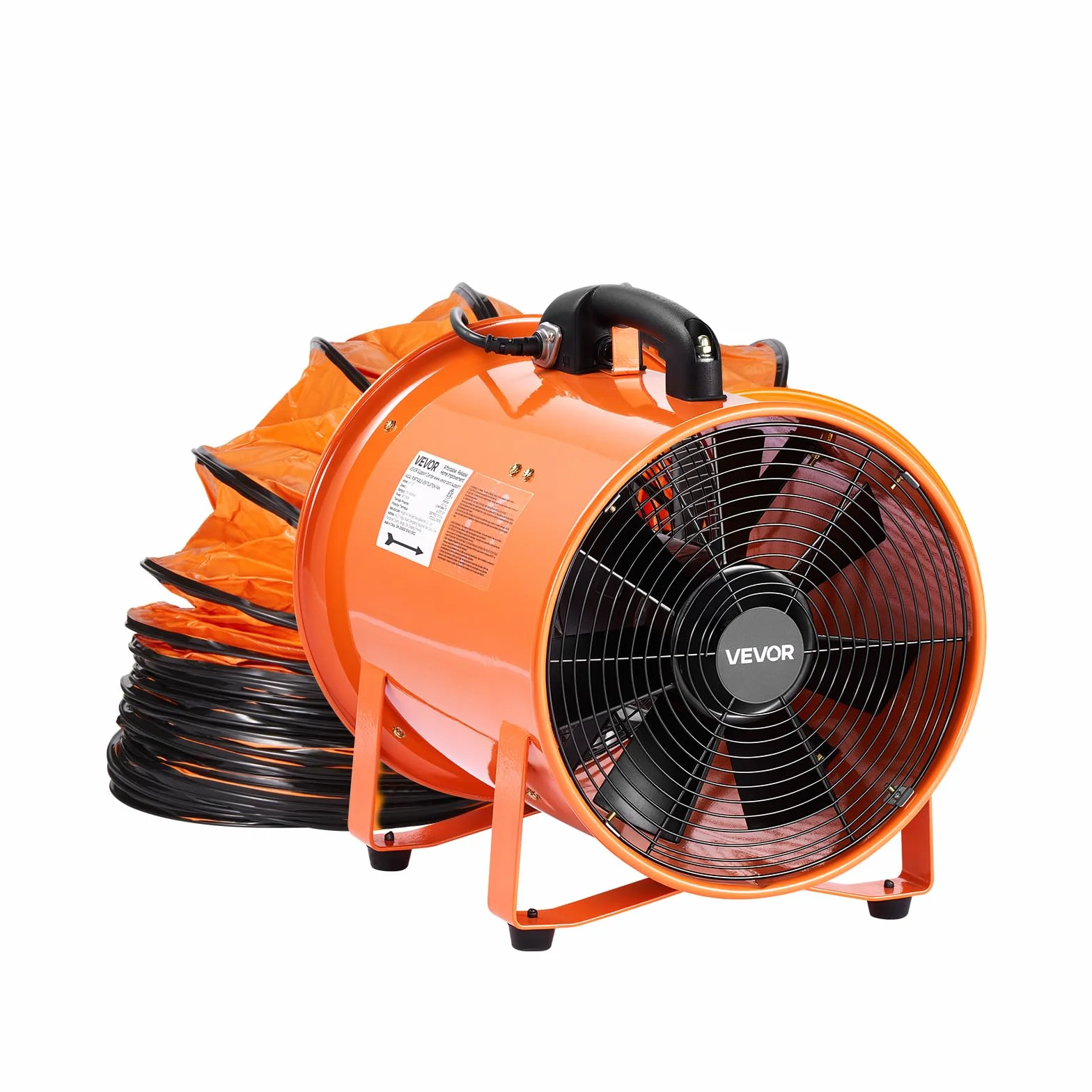 VEVOR Ventilatore Portatile, 365 W Estrattore d'Aria Aspiratore Industriale 304,8 mm Condotto Tubo Flessibile da 10 m Volume d'Aria 2574 CFM (4373 m3/h) 2 Marce per Aspirare Polvere Fumo 79 dB IP44