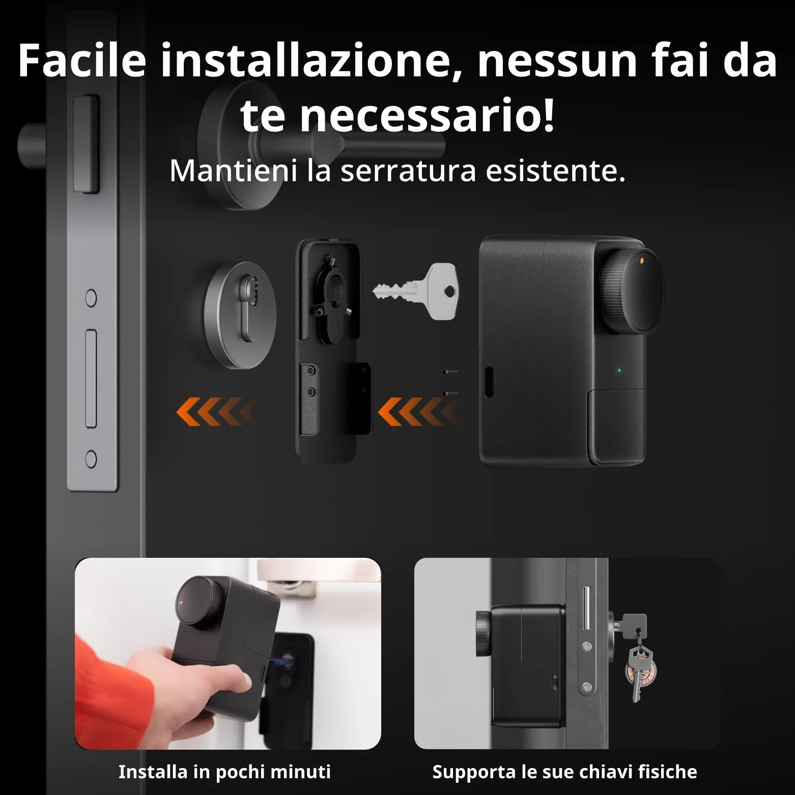 SwitchBot WiFi Smart Lock Pro con Hub Mini, Serratura Senza Chiave, Serratura Elettronica Intelligente Senza Conversione, Supporta la Matter, Alexa, Google, IFTTT