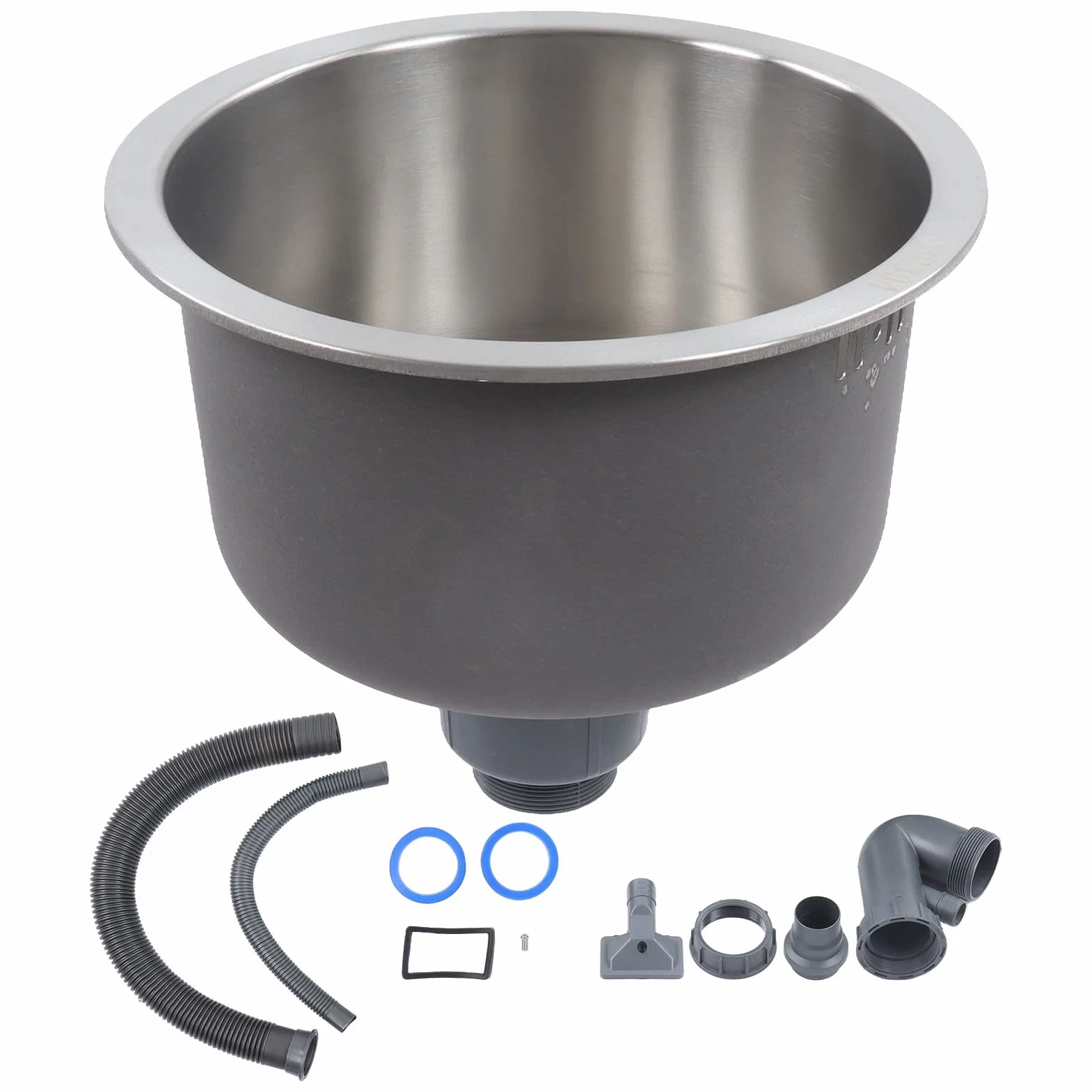 Mini Lavello da Rotondo, Lavabo da Bar in Acciaio Inossidabile, Raccordo per Tubo di Scarico Diametro 30 Cm Estremamente Resistente Drenaggio Eccellente Lavello Design a