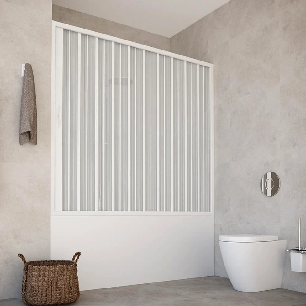 HD CASA Box Sopravasca a Soffietto Modello Alba, Apertura Laterale Reversibile, Pannelli in PVC Riducibili, Cabina Doccia Salvaspazio Made in Italy Arredobagno, parete vasca 170 cm
