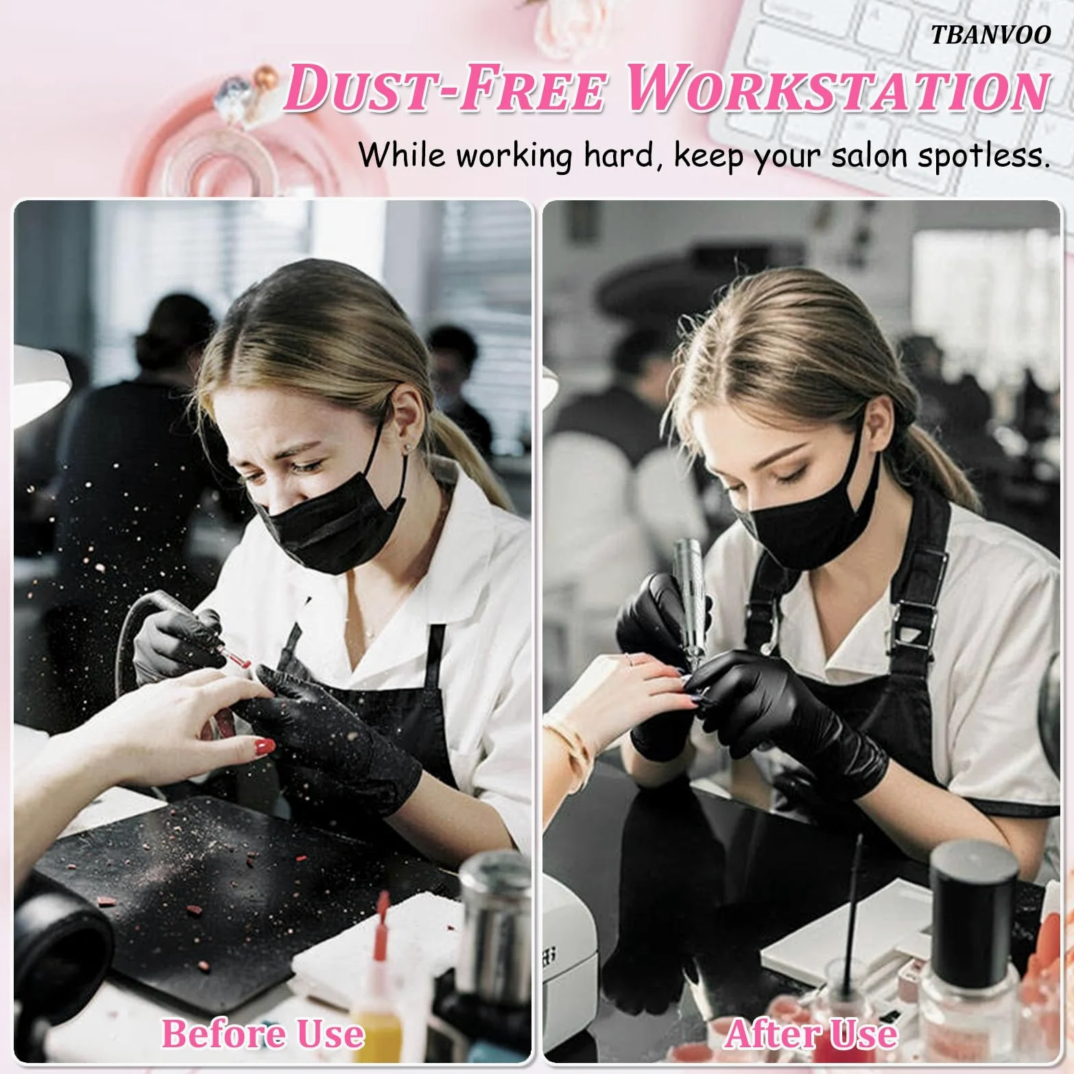 Estrattore di Polvere per Unghie & Aspiratore Incorporato, Design Compatto con Controllo a 4 Pulsanti, Aspirazione Potente per un'Area di Lavoro per Manicure Anti-Polvere