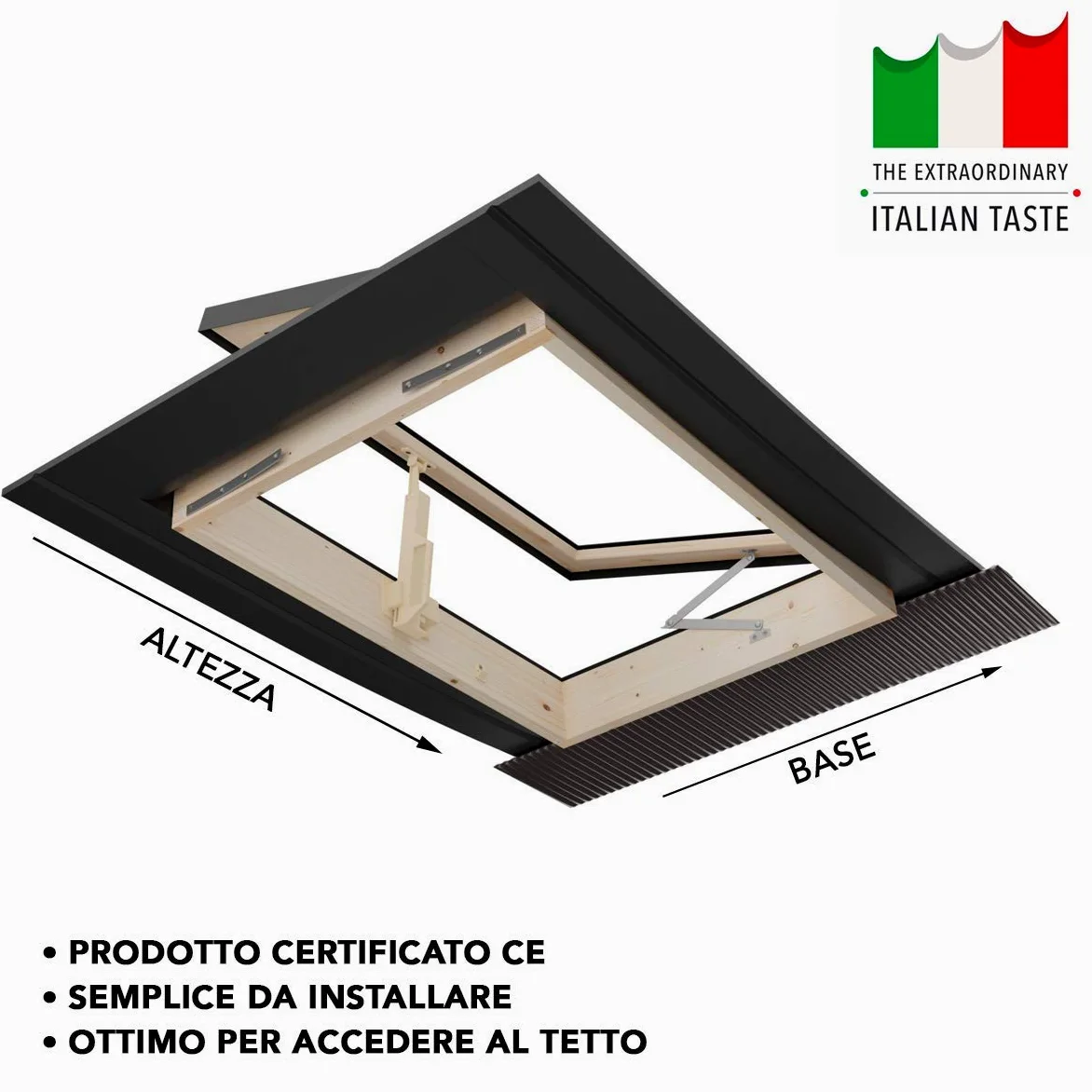 Emica Lucernario Best apertura Libro Doppia Vetrata (45x55 Base x Altezza)