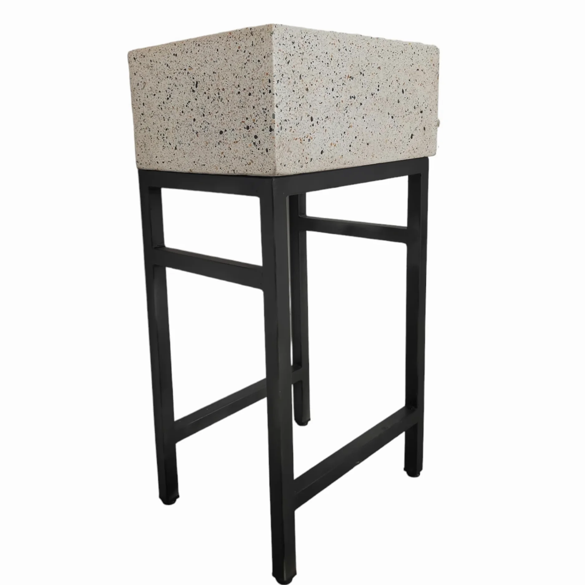 LAVANDINO DA ESTERNO IN GRANIGLIA DI MARMO MULTICOLOR 45 x 35 x H87 CM, CON STRUTTURA IN FERRO ZINCATO E VERNICIATO