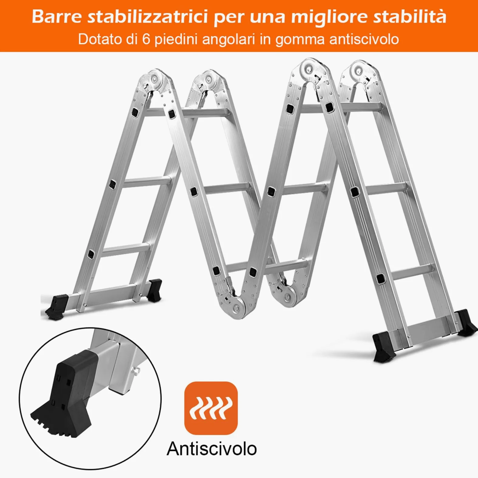 COSTWAY Scala Pieghevole Multiuso, Scala Estensibile con Struttura in Alluminio, Facile da Conservare, Piccola Scala per Uso Interno ed Esterno