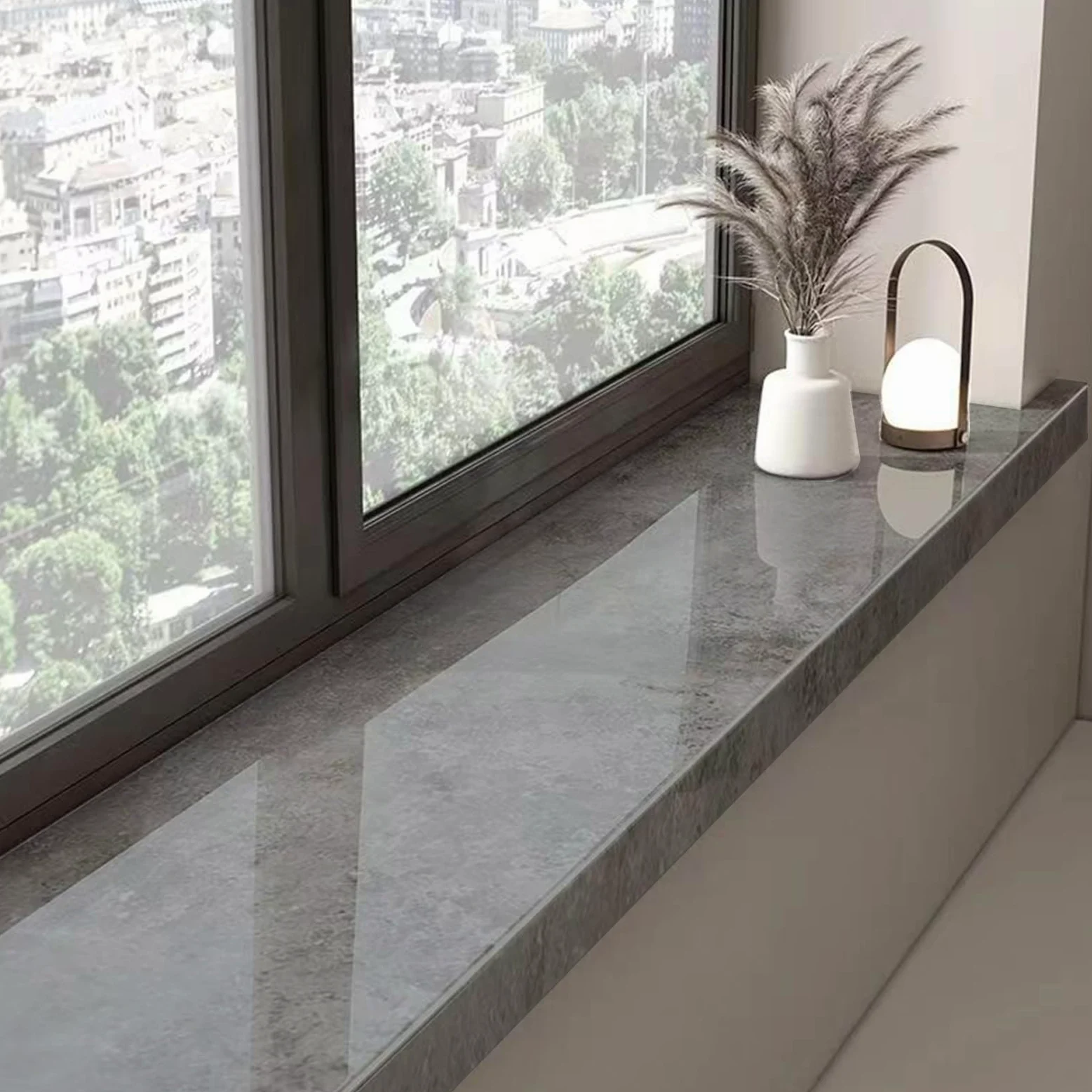 Davanzale per Finestra Protezione per Davanzale della Finestra con Finitura in Marmo Grigio, Pannello Decorativo per Davanzale della Finestra del Soggiorno, Coperture Protettive Davanzale della Finest