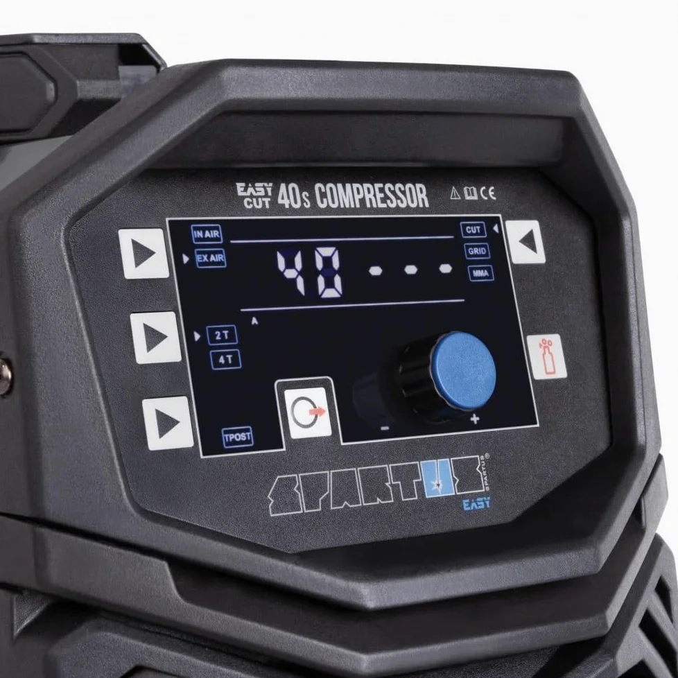 Spartus EasyCUT 40s Compressor - Taglierina al plasma inverter con compressore integrato e accensione pilota per un taglio preciso di metallo fino a 20 mm - 40 A potenza, 230 V