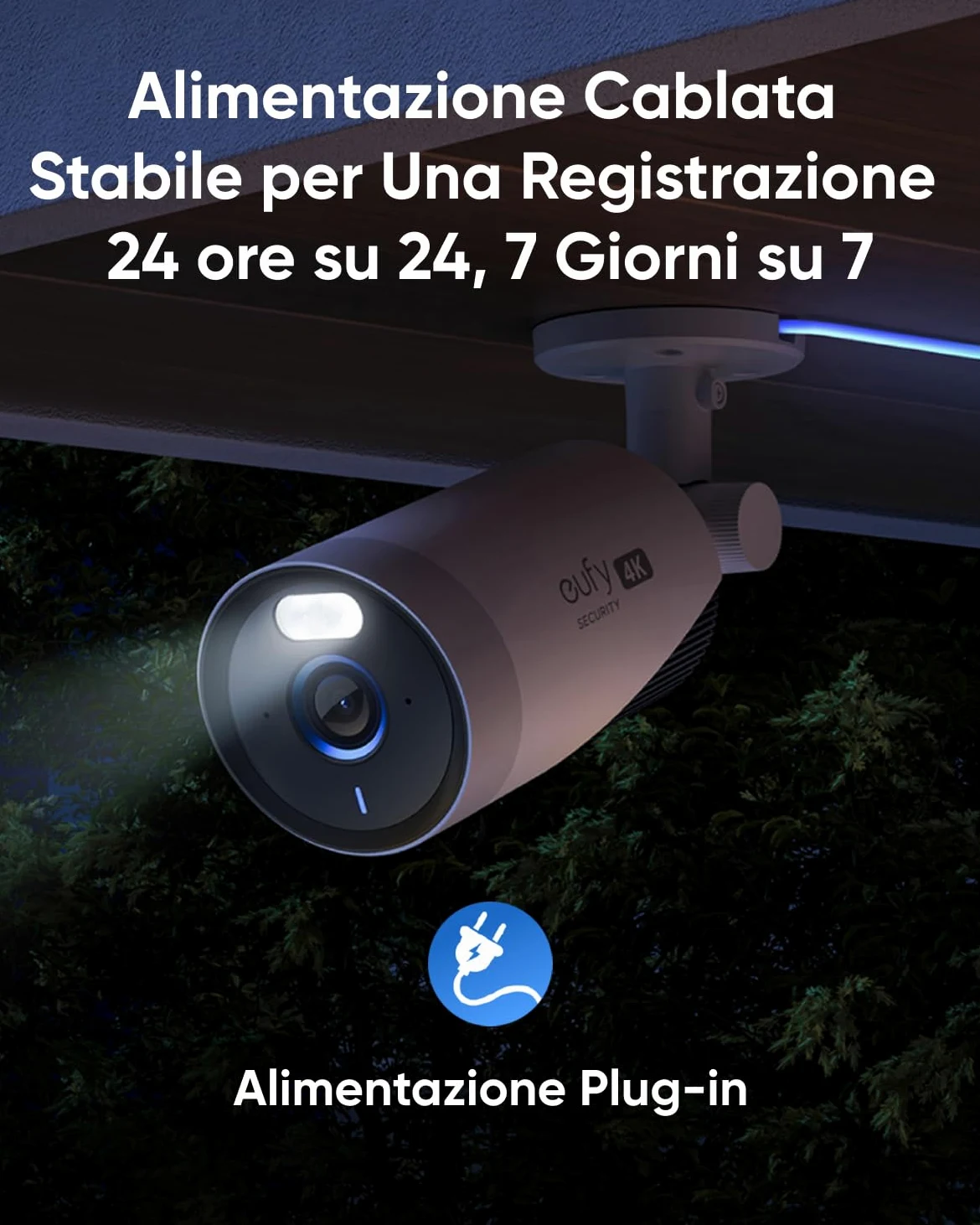 eufy Security eufyCam E330 (Pro) kit 4 telecamere, telecamere esterni 4K, registraz, 24/7, plug-in, NVR Wi-Fi, disco rigido 1 TB incluso, 10 canali, archiv. locale, nessun costo mensile