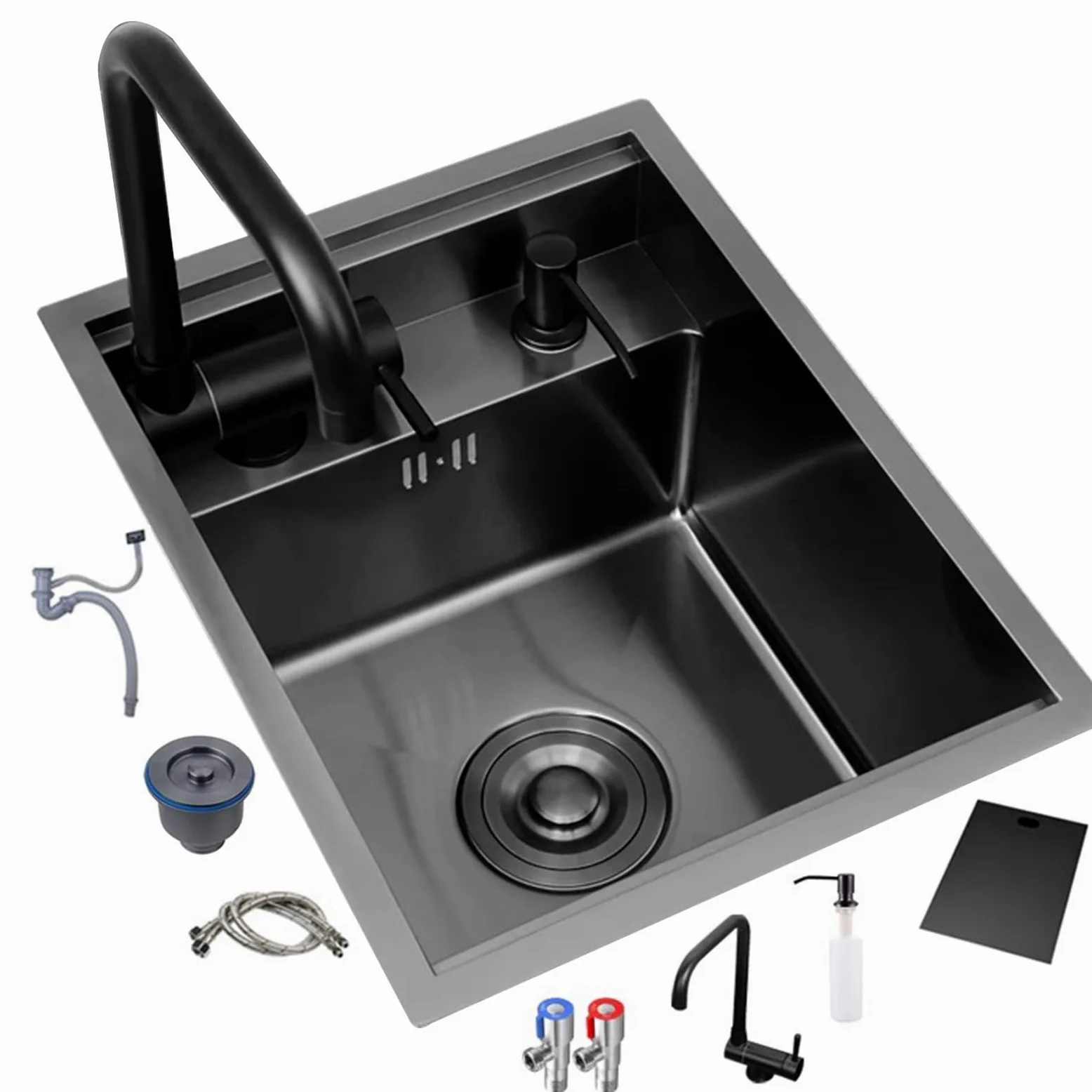 Lavello Da Bar Nero Con Coperchio Lavello Da Cucina A Scomparsa Con Coperchio Rubinetto Pieghevole Adatto Per Appartamento Camper E Roulotte