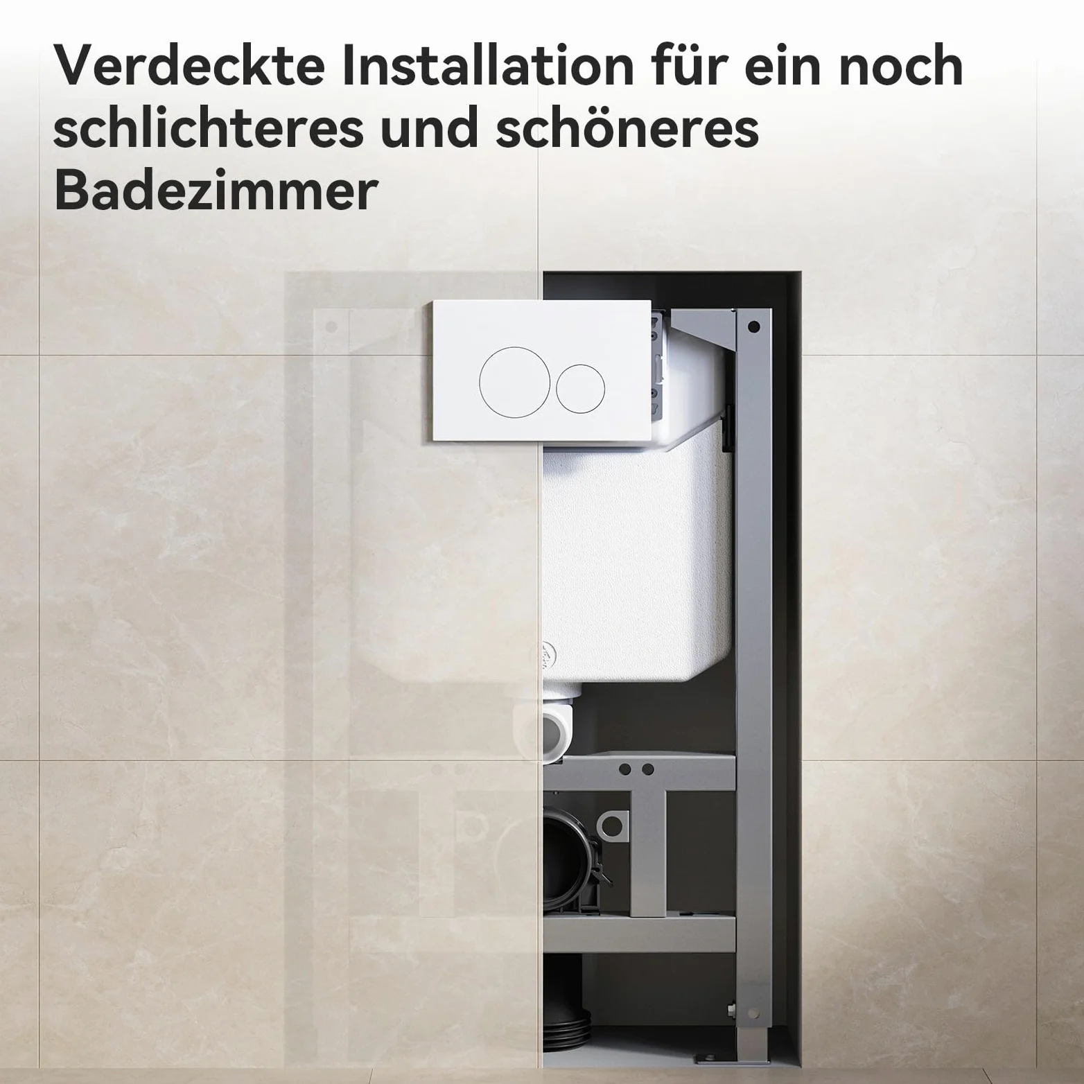 HOROW WC doccia con cassetta di risciacquo a incasso, set completo WC con elemento a parete anteriore con placca di comando, WC sospeso senza bordo con ugello integrato, WC doccia con rivestimento