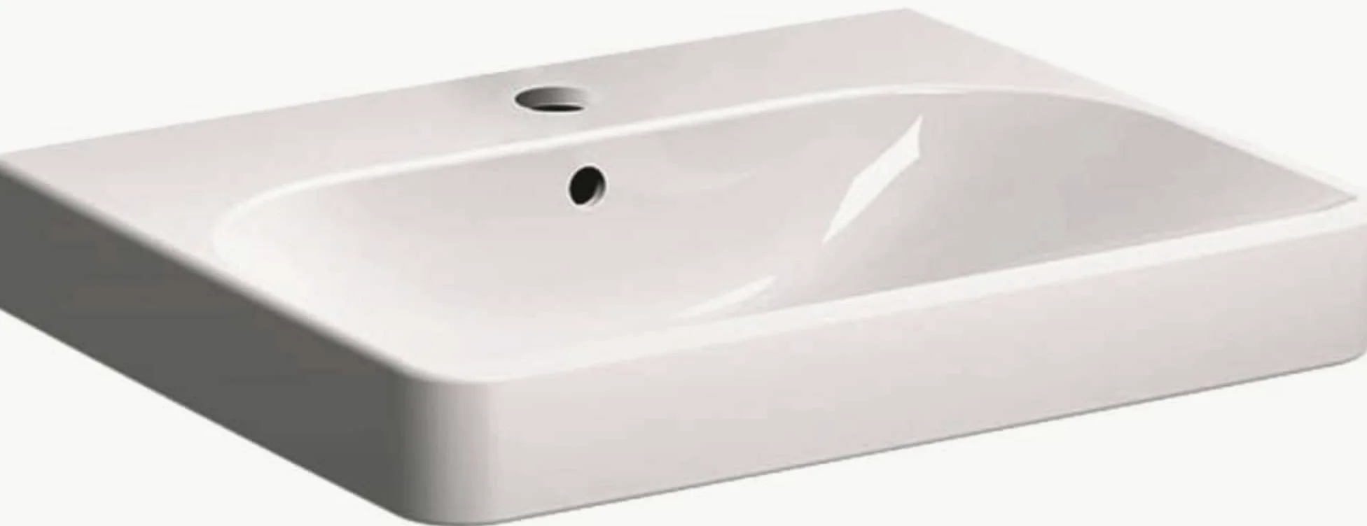 Geberit Smyle Square lavabo 500229, 60x48cm, avec trou pour robinetterie et trop-plein, 500.229.01.1, 500.229.01.1, Colorazione: bianco