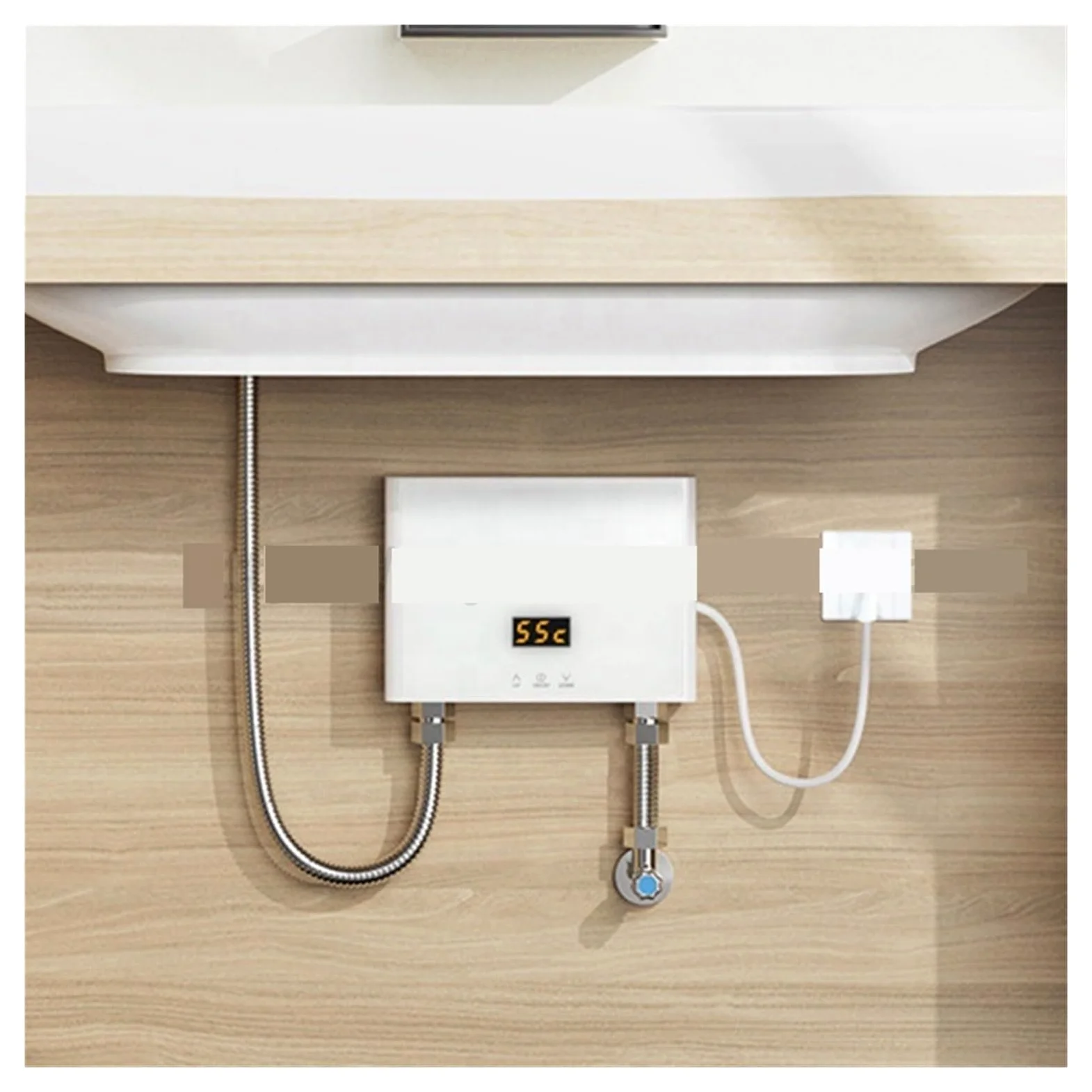 Scaldabagno Riscaldatore di Acqua Calda 3000W/4000W/5500W Riscaldatore Istantaneo Senza Serbatoio Termostato Induzione Smart Touch Riscaldatori Elettrici Doccia Automatico(Yellow,220 5000W)