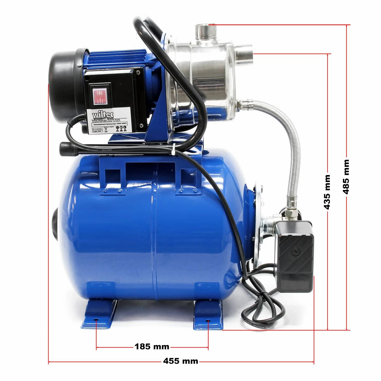 Pompa autoclave uso domestico 19 l con pressostato 1200W 3400l/h Elettropompa da giardino