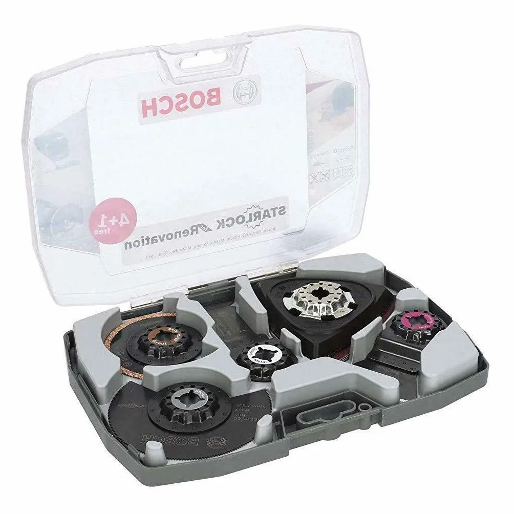 Bosch Professional 2608664624 Set Multi Starlock Per Legno, Multimaterial E Materiali Abrasivi, Accessorio Per Utensile Multifunzione, Set Di 5 Pezzi