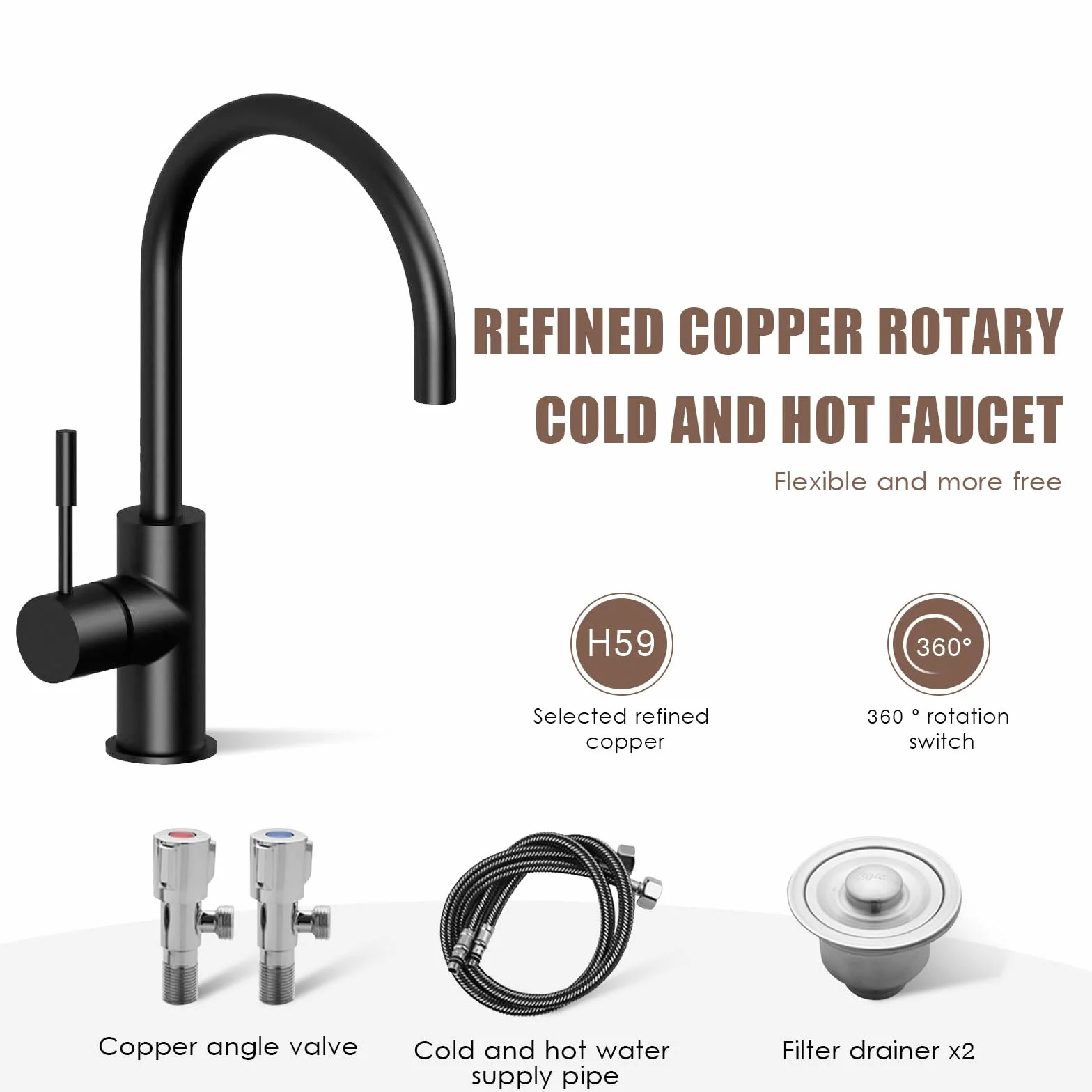 Lavello da Esterno Autoportante con Mobile per Giardino e Officina, lavabo in acciaio inox nero, corpo in alluminio alveolare con piedini regolabili, miscelatore caldo/freddo e kit di scarico inclusi