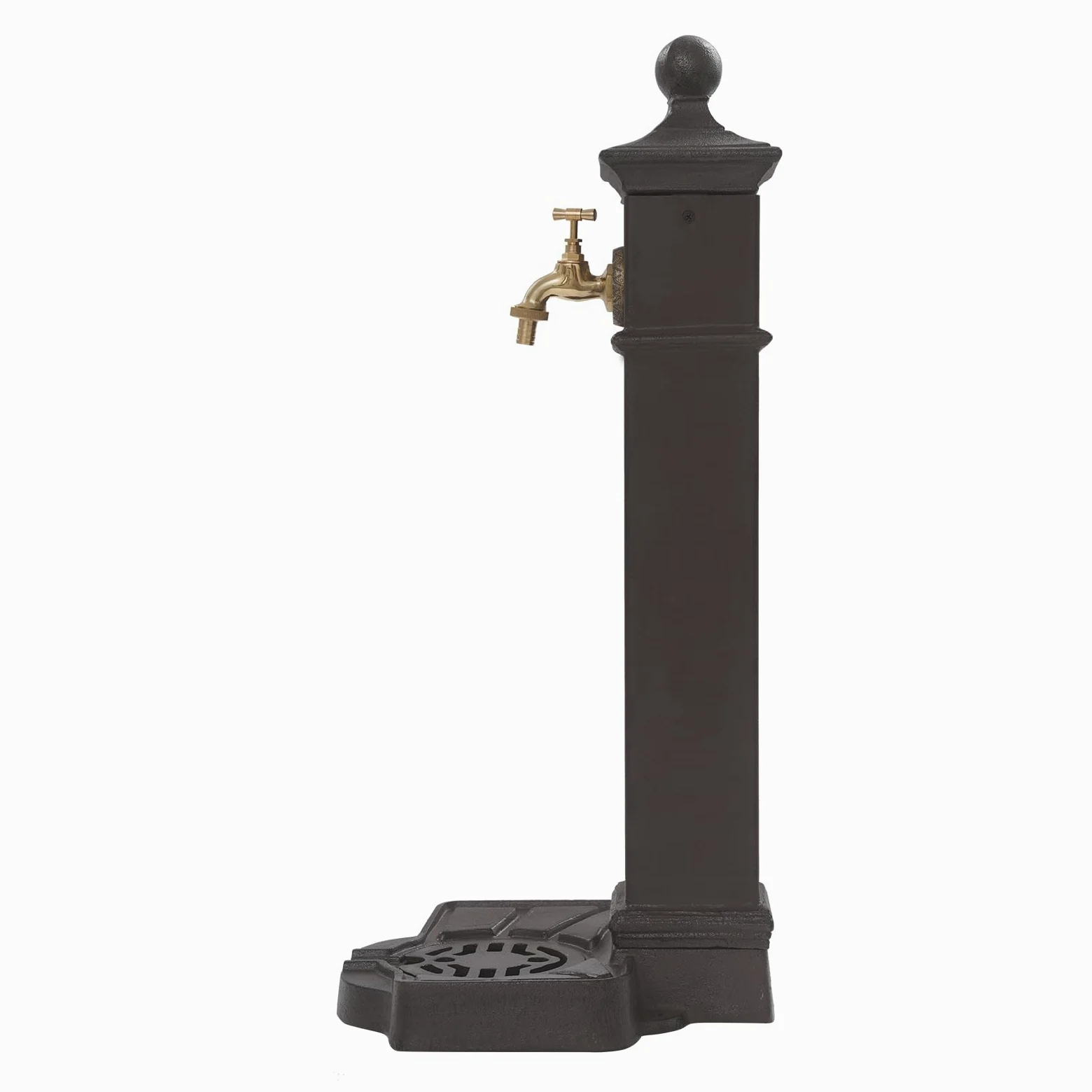 Colonna d'acqua marrone ruggine per esterni, con rubinetto, fondo autoportante, colonna d'acqua retrò, per giardino, fattoria, salice, cortile, 33 x 29,5 x 74 cm