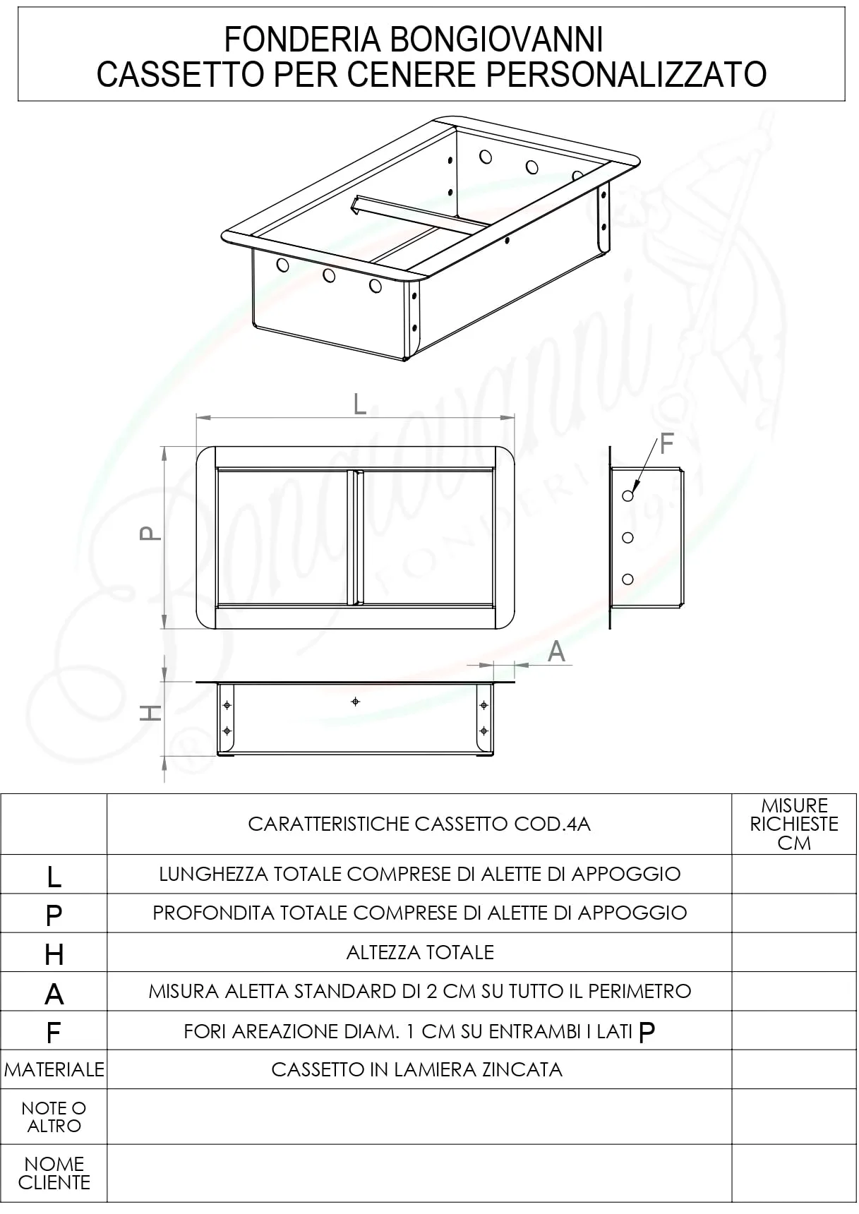 FONDERIA BONGIOVANNI | Cassetto in Lamiera Zincata | Raccolta della Cenere | Cassetto per Camino | Personalizzabile | Attrezzatura Camino | su Misura | Custom | Fuori Standard | Lamiera Zincata
