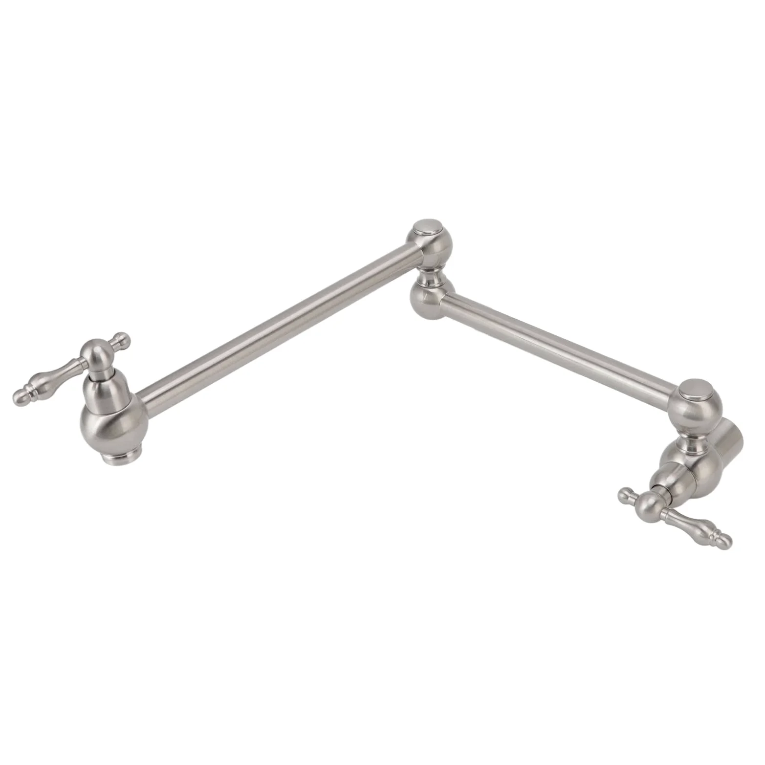 Rubinetto per riempimento pentole, rubinetto da cucina a parete in rame estensibile G1/2 Rubinetto pieghevole per riempimento pentole a due manici a foro singolo(Argento spazzolato)