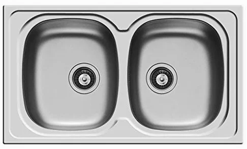 Pyramis Lavello lavandino lavabo 2 vasche Sparta 86x50 Acciaio Inox con PILETTA da 3,5''