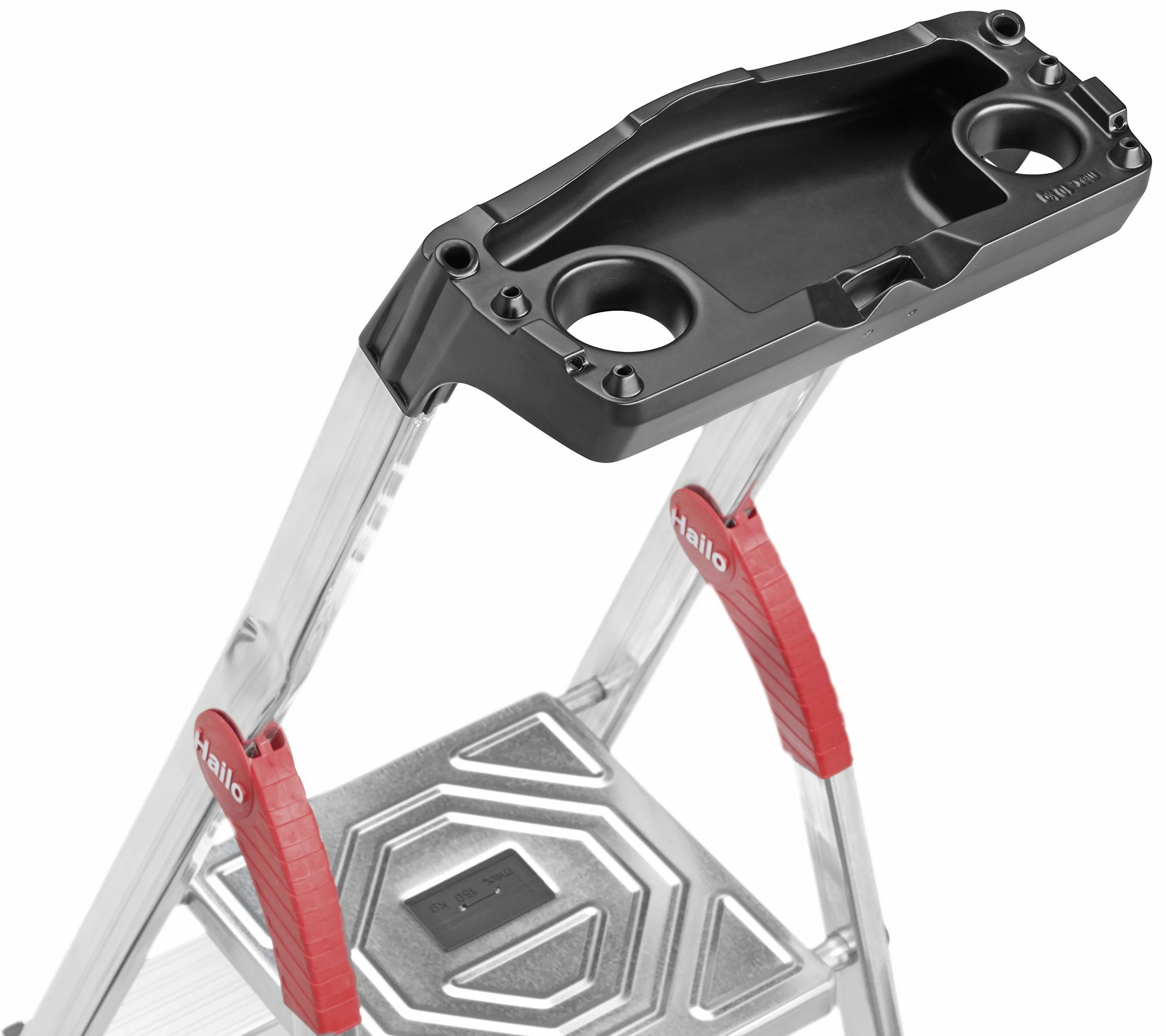 Hailo XXL Scala in Alluminio, 5 Gradini, con Piattaforma, Domestica, Bianco e Rosso