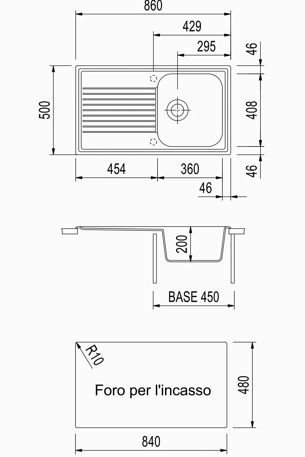 Lavello composito cucina PLADOS modello PL0861 una vasca + miscelatore monocomando Zeus BIANCO 98