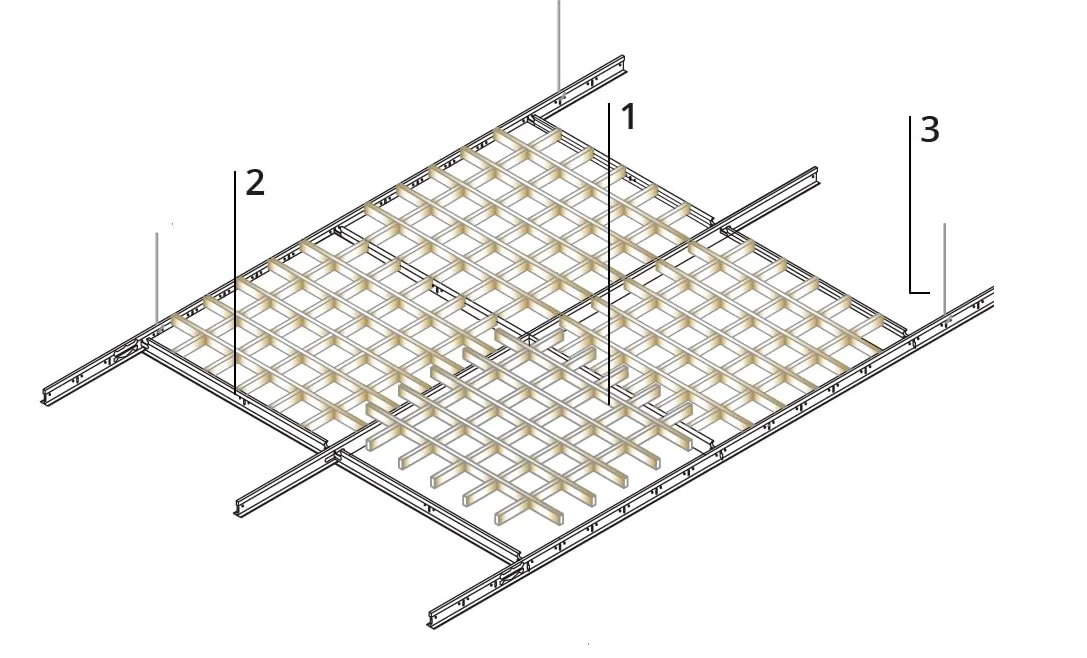 SM10W.100.F PANNELLI CONTROSOFFITTO GRIGLIATO 600x600x40 mm (7 Pz) 2,52 mq in alluminio Maglia 100x100 mm bianco spessore 0,5 mm, preverniciato Lay-on per struttura in vista ITP AKIFIX base 10 mm