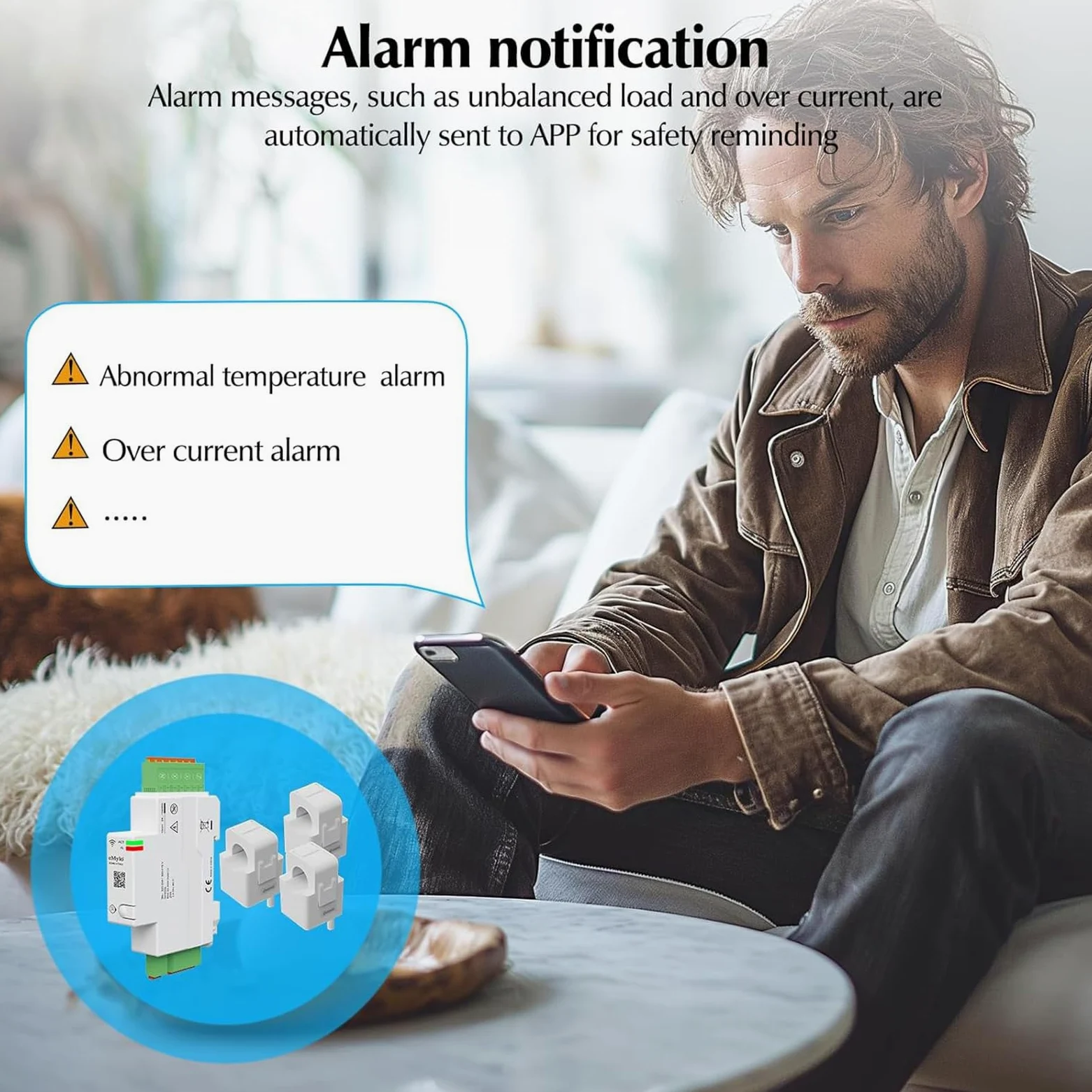 eMylo Contatore Energia Intelligente WiFi 3 Fasi 120A, Monitoraggio in Tempo Reale con Trasformatori di Corrente a Nucleo Diviso, Protezione Sovraccarico, App Tuya Smart Life per Casa e Appartamento
