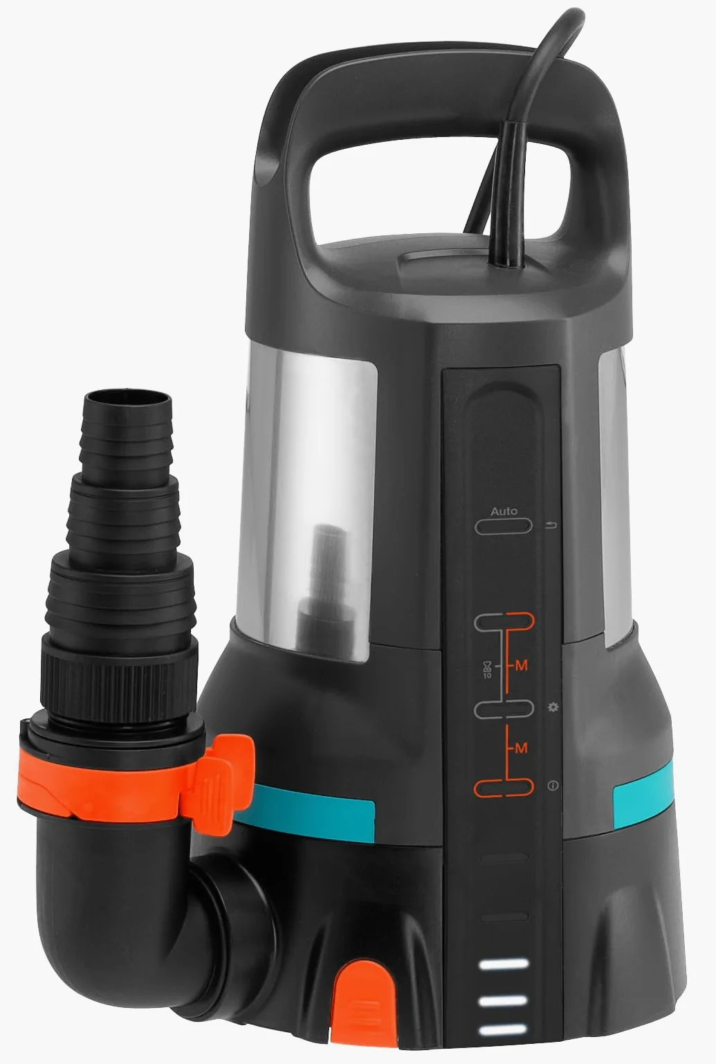 Gardena Pompa a Immersione Acque Pulite Aquasensor 750 W, Portata 17.000 l/h, Prevalenza Max 9 m, Aspirazione Piatta Fino a 1 mm, Galleggiante Integrato, Regolazione Touch Control (9036-20)