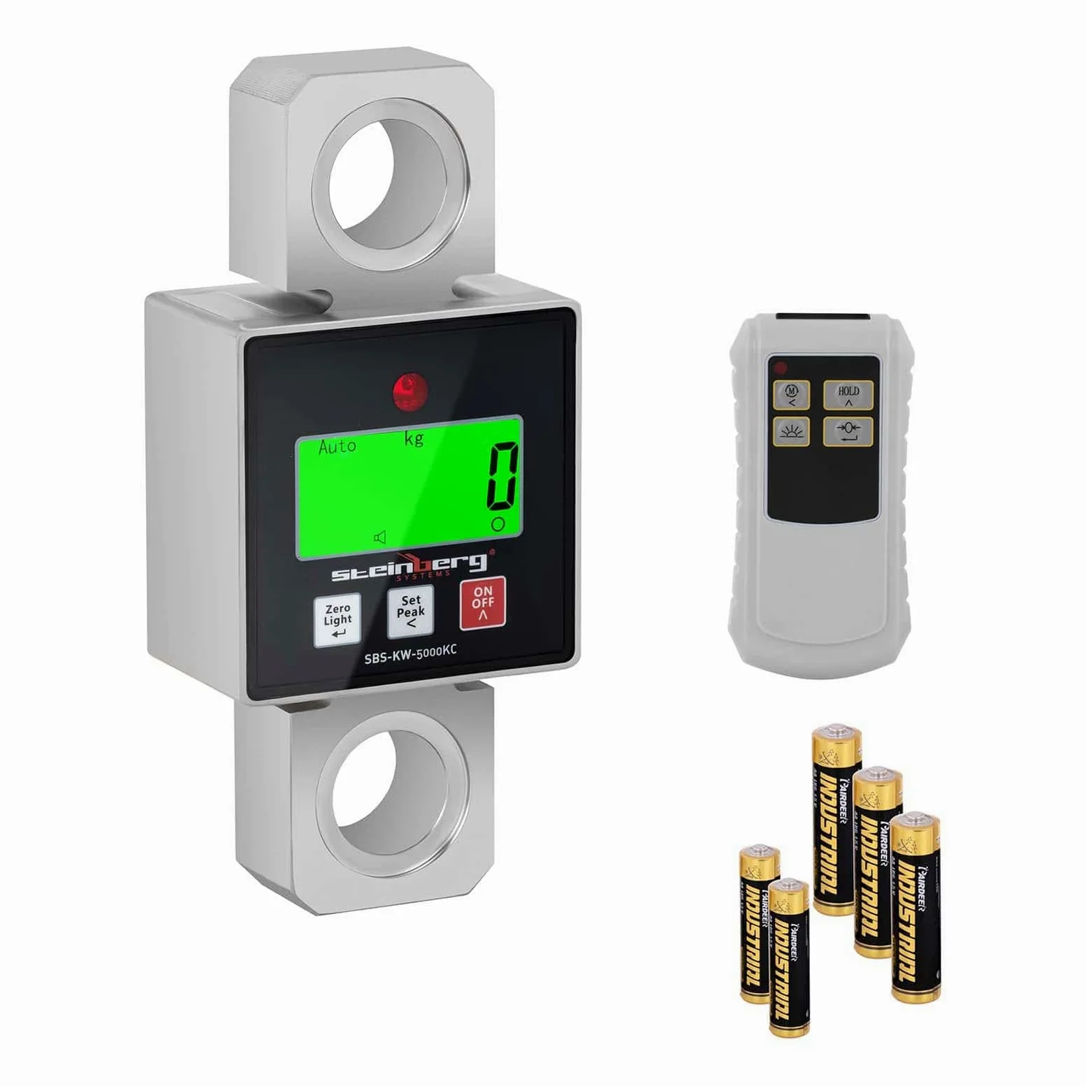 Steinberg Systems Dinamometro Digitale Bilancia Sospesa SBS-KW-5000KC (5.000 kg, Da 1 a 2 kg, Acciaio legato, Plastica, 24 h, LCD con retroilluminazione)