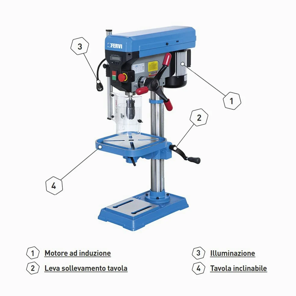 TRAPANO A COLONNA DA BANCO 750 W Art. 0242 FERVI