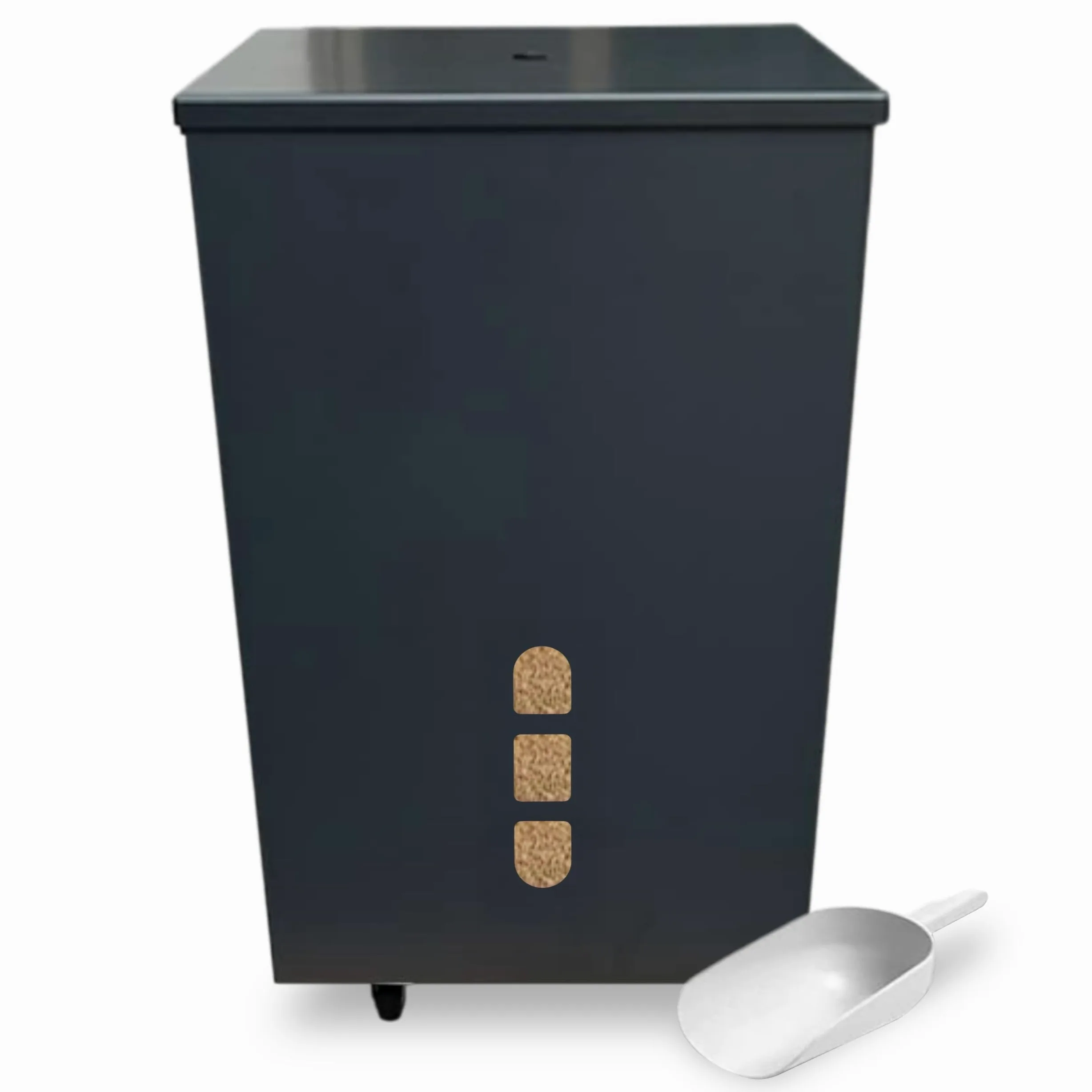 FLOMAR - Porta Pellet da Interno con Ruote - Contenitore in Metallo Verniciato a Fuoco Grigio