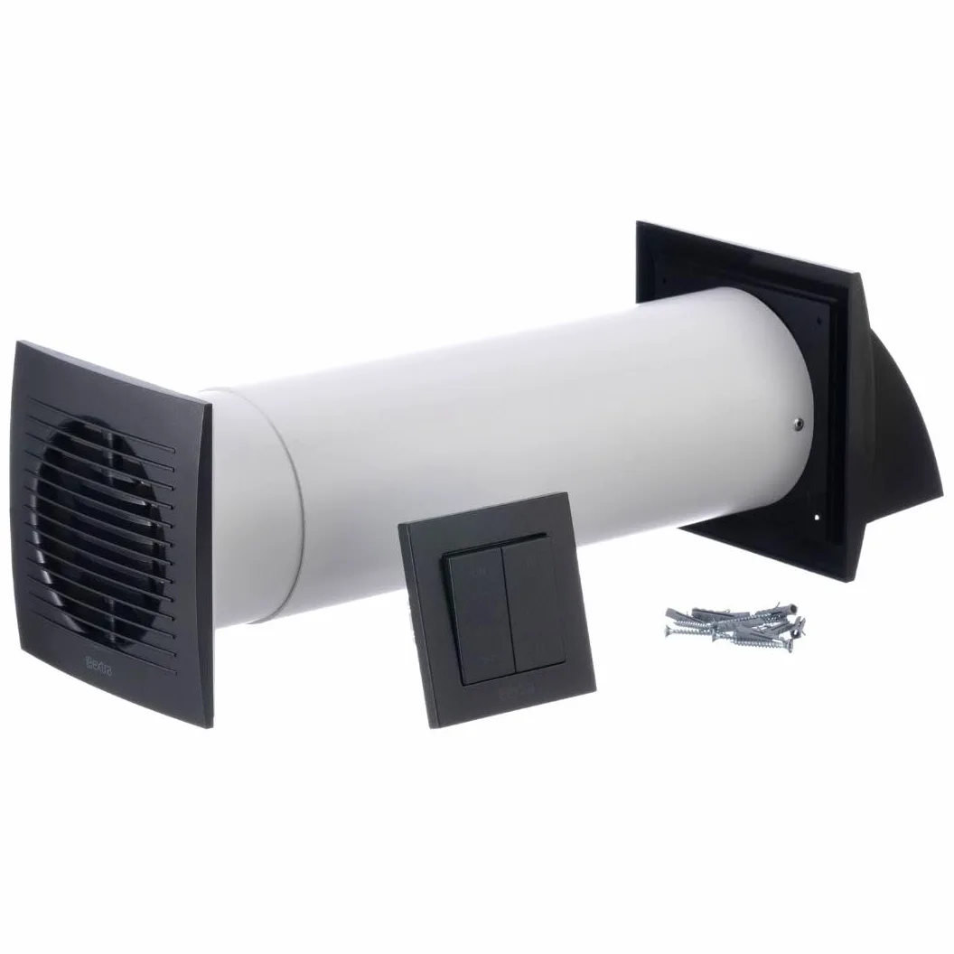 100mm Ventilazione Meccanica Controllata VMC Doppio Flusso Recupero Calore con Interruttore - Antracite VMC Recuperatore di Calore Doppio Flusso