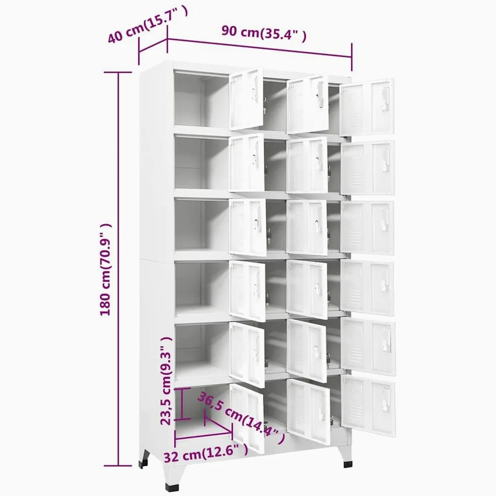 vidaXL Armadietto a 18 Scomparti in Metallo 90x40x180 cm Schedario Ufficio