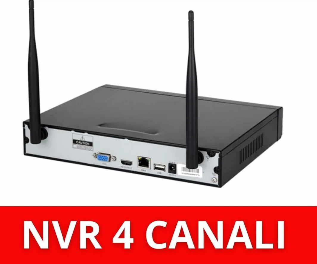 DE ROSA SHOP Kit Videosorveglianza Wireless, HD 4 Telecamere WiFi, Sistema IP Remoto con NVR, Supporto 5G e Connessione LAN, Sistema di Sorveglianza con Rivelazione Movimento.