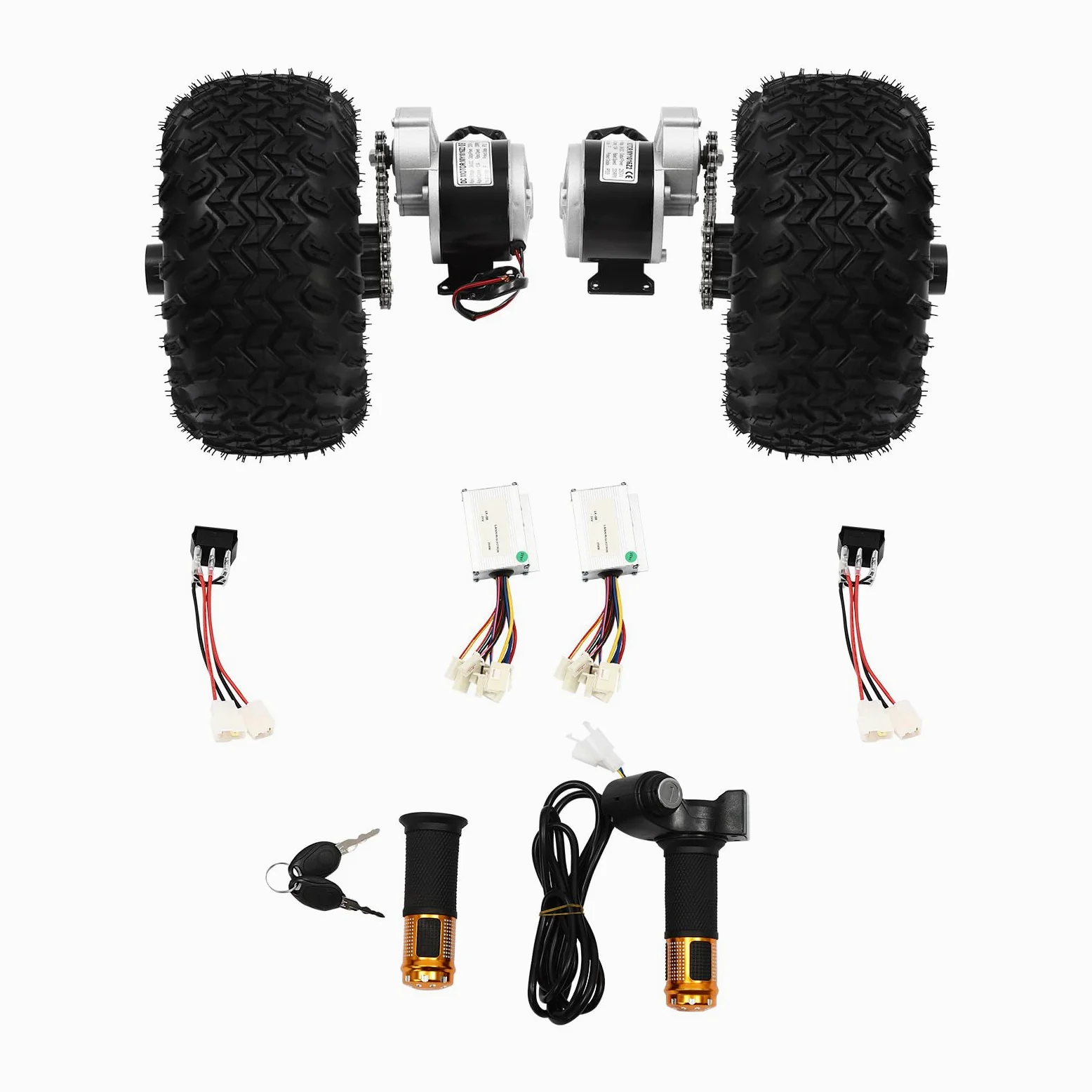Kit di conversione per carrello elettrico, 250 W, 24 V, 370 giri/min, velocità a vuoto, motore Drive Air Wheel Conversion Kit 330 rpm, velocità nominale set doppia ruota IP33, bicicletta elettrica da