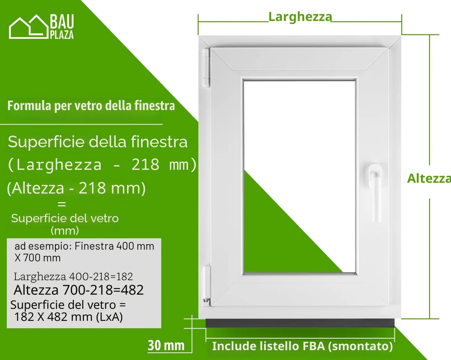 Finestra Serramenti in pvc Bianco - Vetro camera Larghezza x Altezza 50 x 70 cm apertura Sinistra 500 x 700 mm Funzione Girevole - Ottima scelta