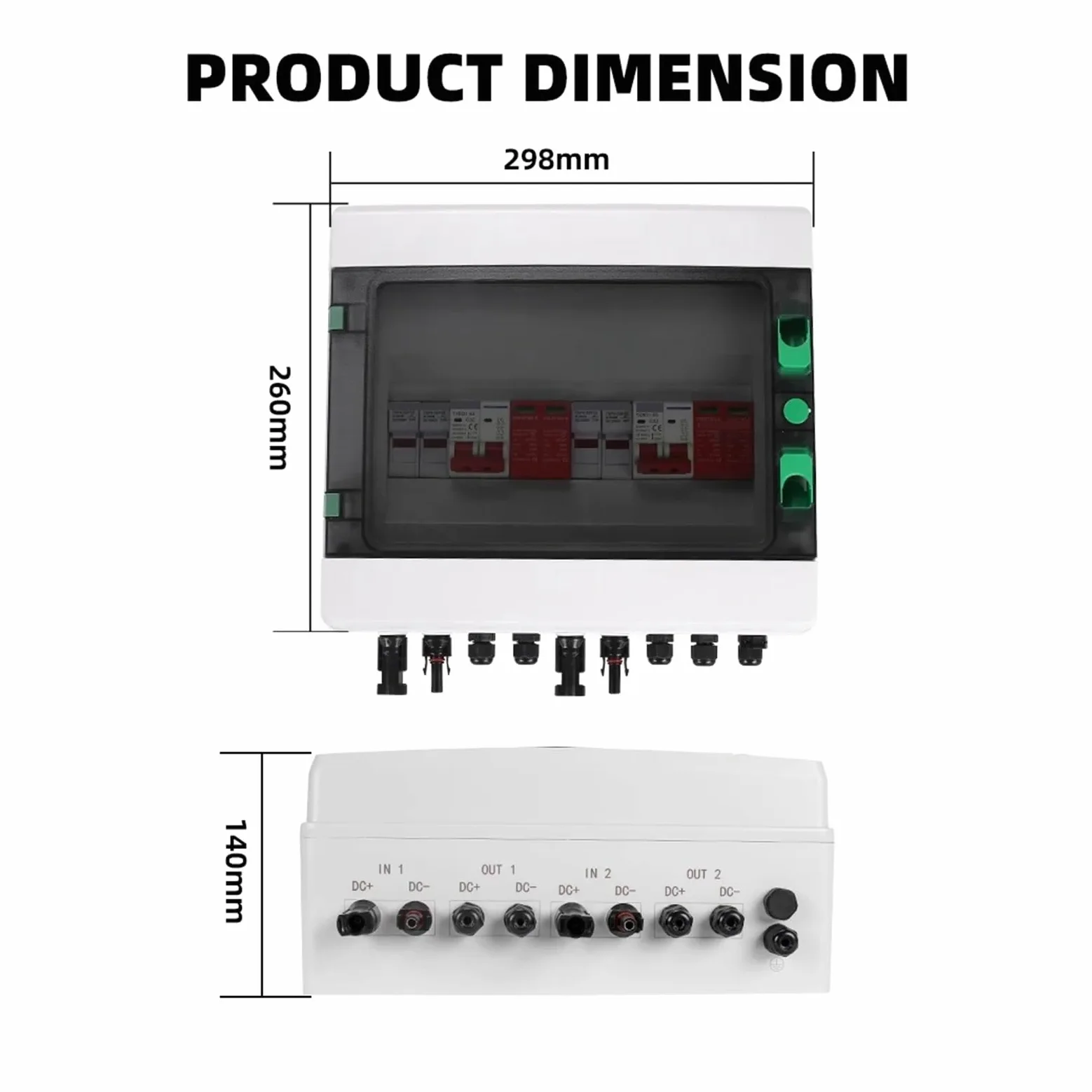 Quadro combinatore fotovoltaico solare FV Protezione da sovratensioni e fulmini 2 stringhe di ingresso uscita DC 600 V Fusibile MCB SPD leisurely(25A DC MCB)