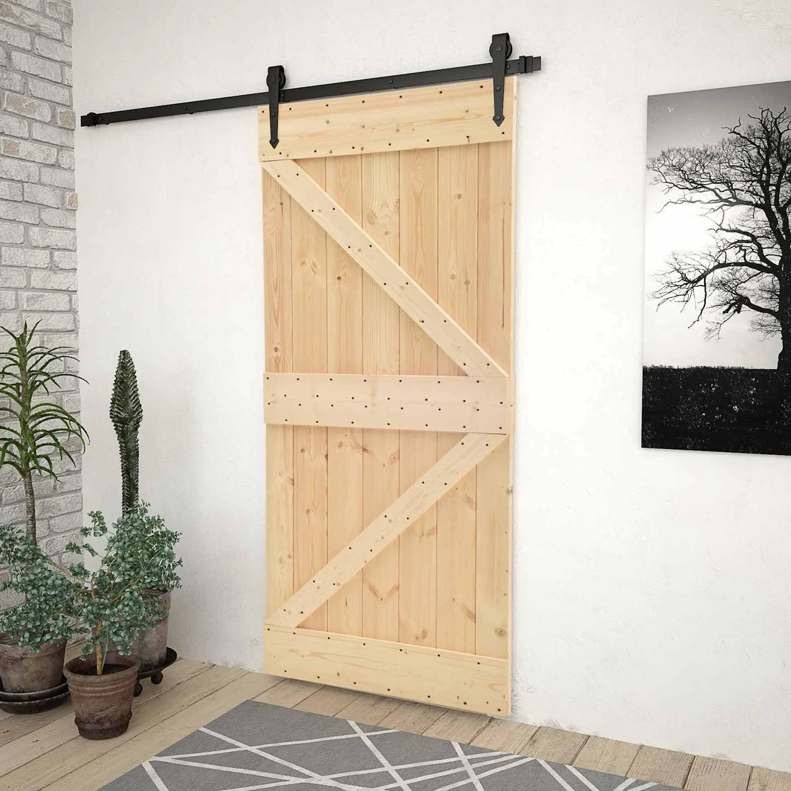 Porta Narvik Naturale 90 x 210 cm Legno di Pino Solido, Articoli di ferramenta,Materiali da Costruzione,Porte, 25kg-351043
