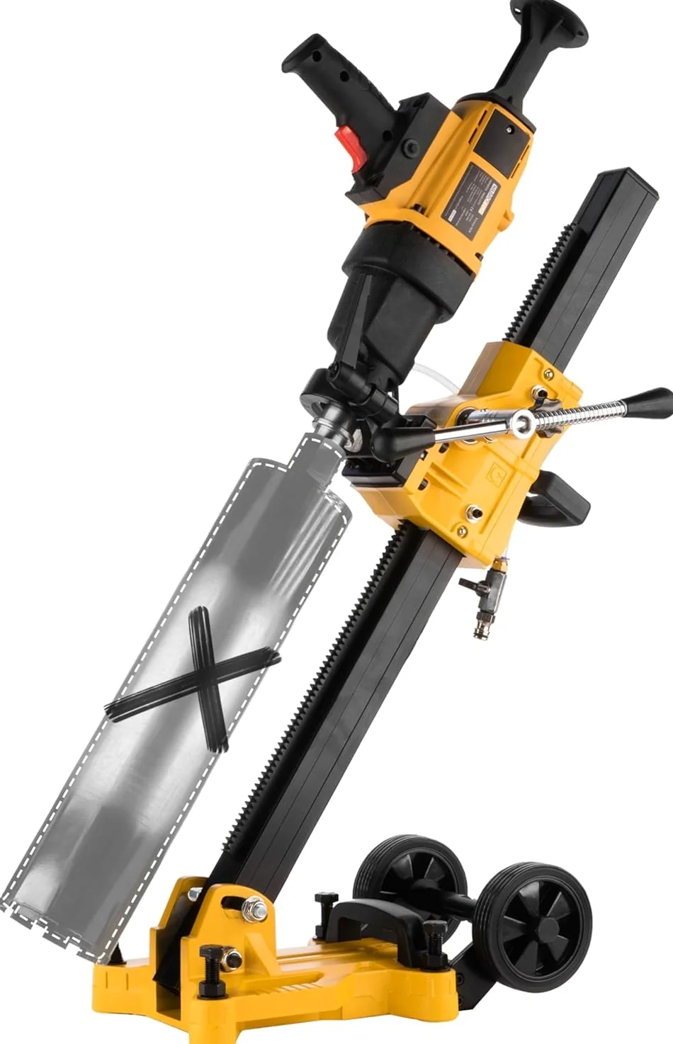 Carotatrice 3 Marce 1500 W su Supporto di Carotaggio Inclinabile con Ruote - Carotatrice Diamantata con Interruttore PRCD - Carotatricce a Mani 3960 Giri/min per Carotaggio a Umido e a Secco